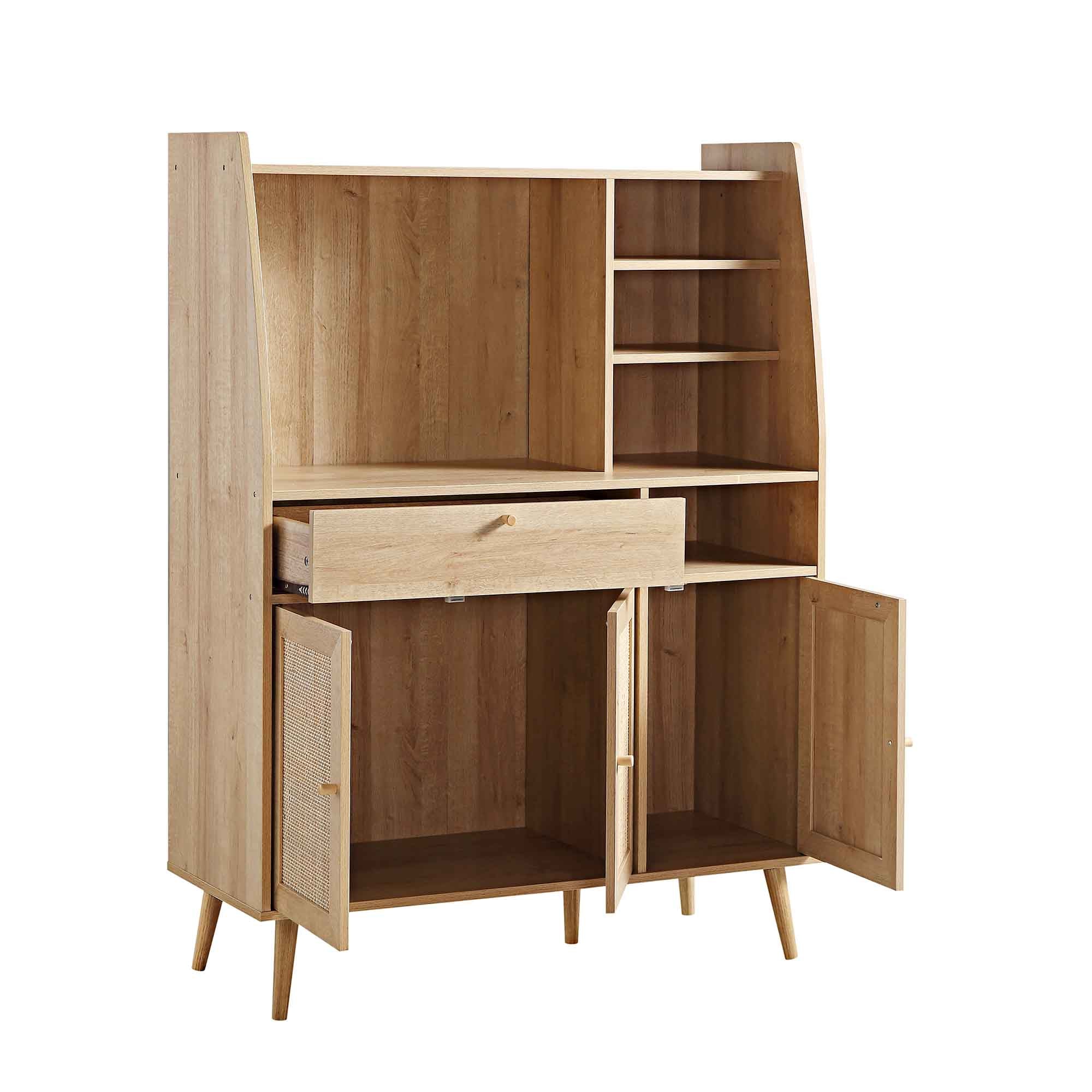 Frances Woven Rattan Kitchen Cabinet, Natural - Image 7