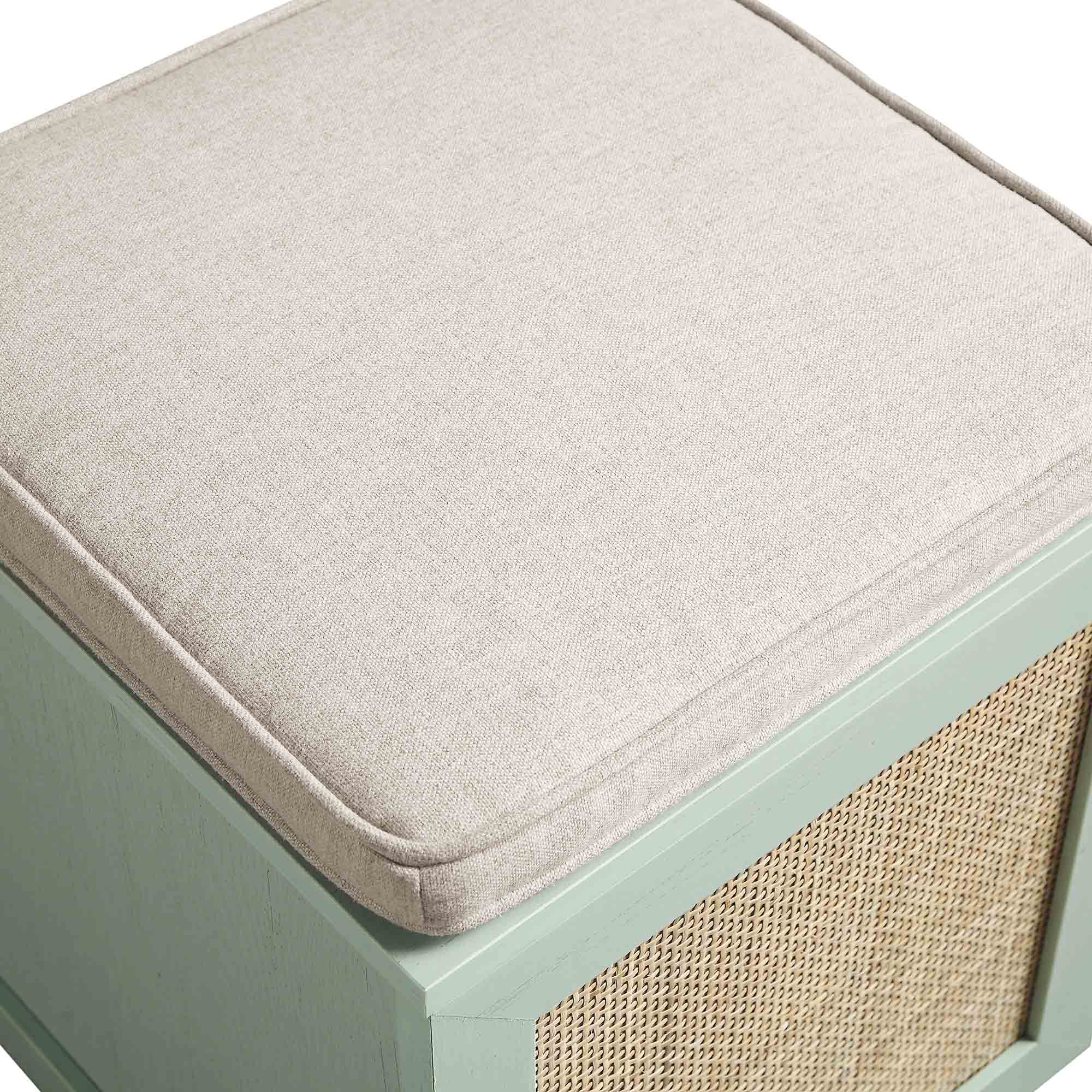 Frances Woven Rattan Single Storage Stool with Cushion, Mint - Image 12