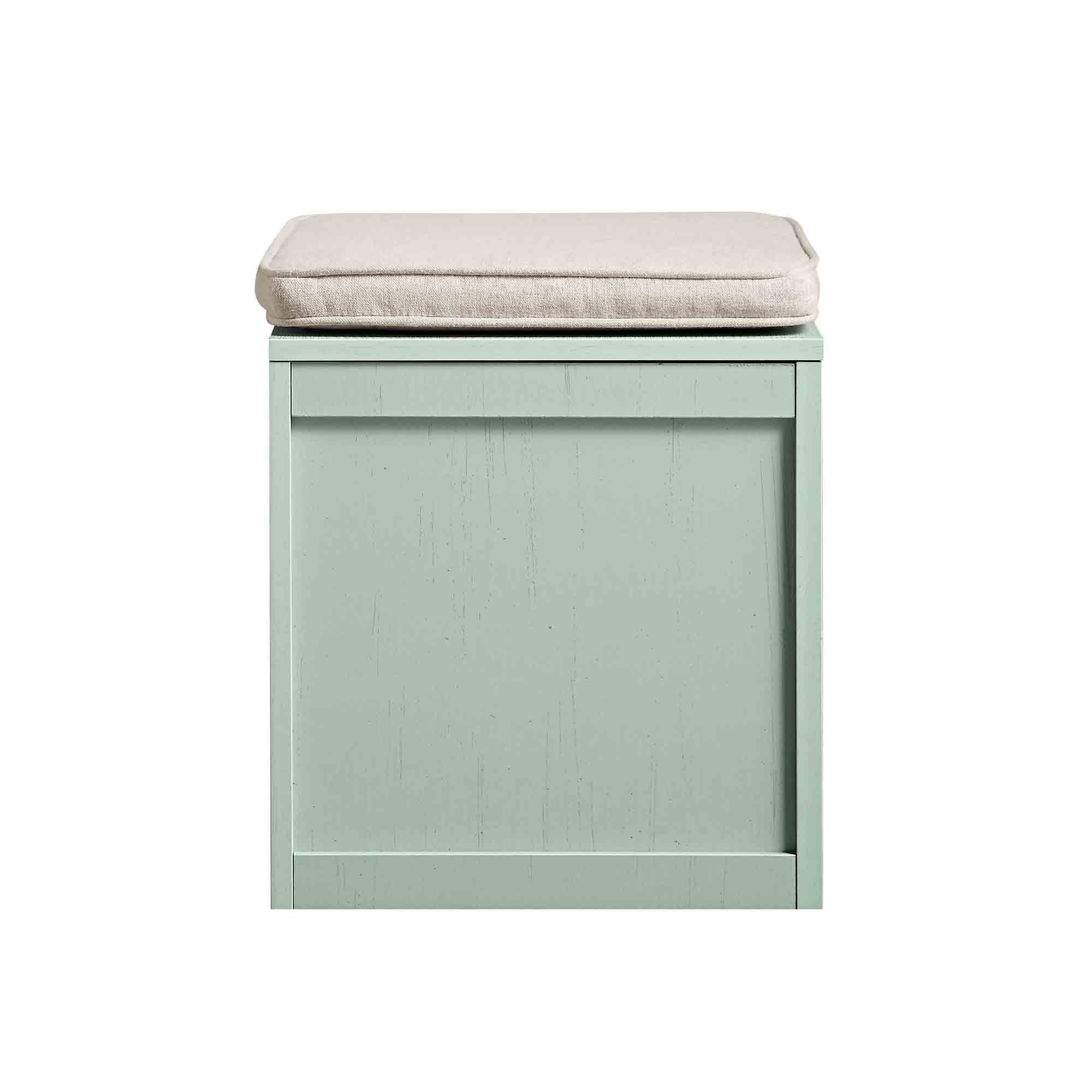 Frances Woven Rattan Single Storage Stool with Cushion, Mint - Image 9