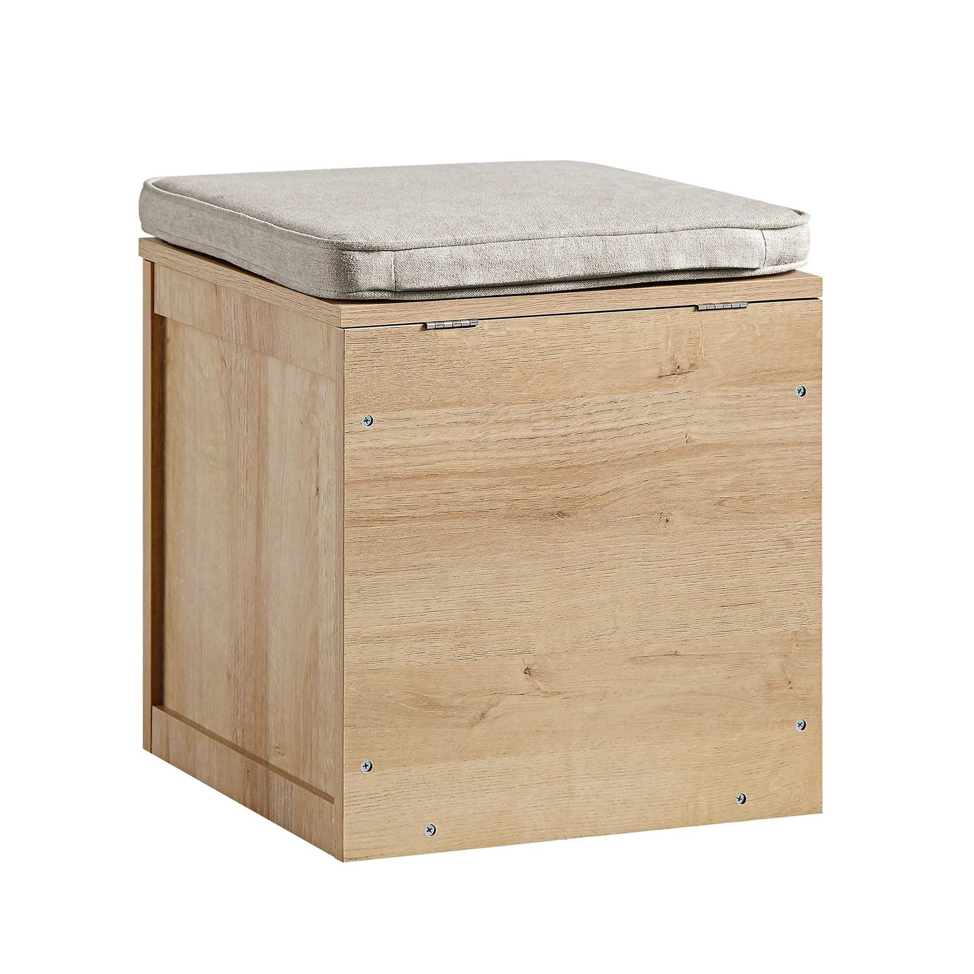Frances Woven Rattan Single Storage Stool with Cushion, Natural - Image 7