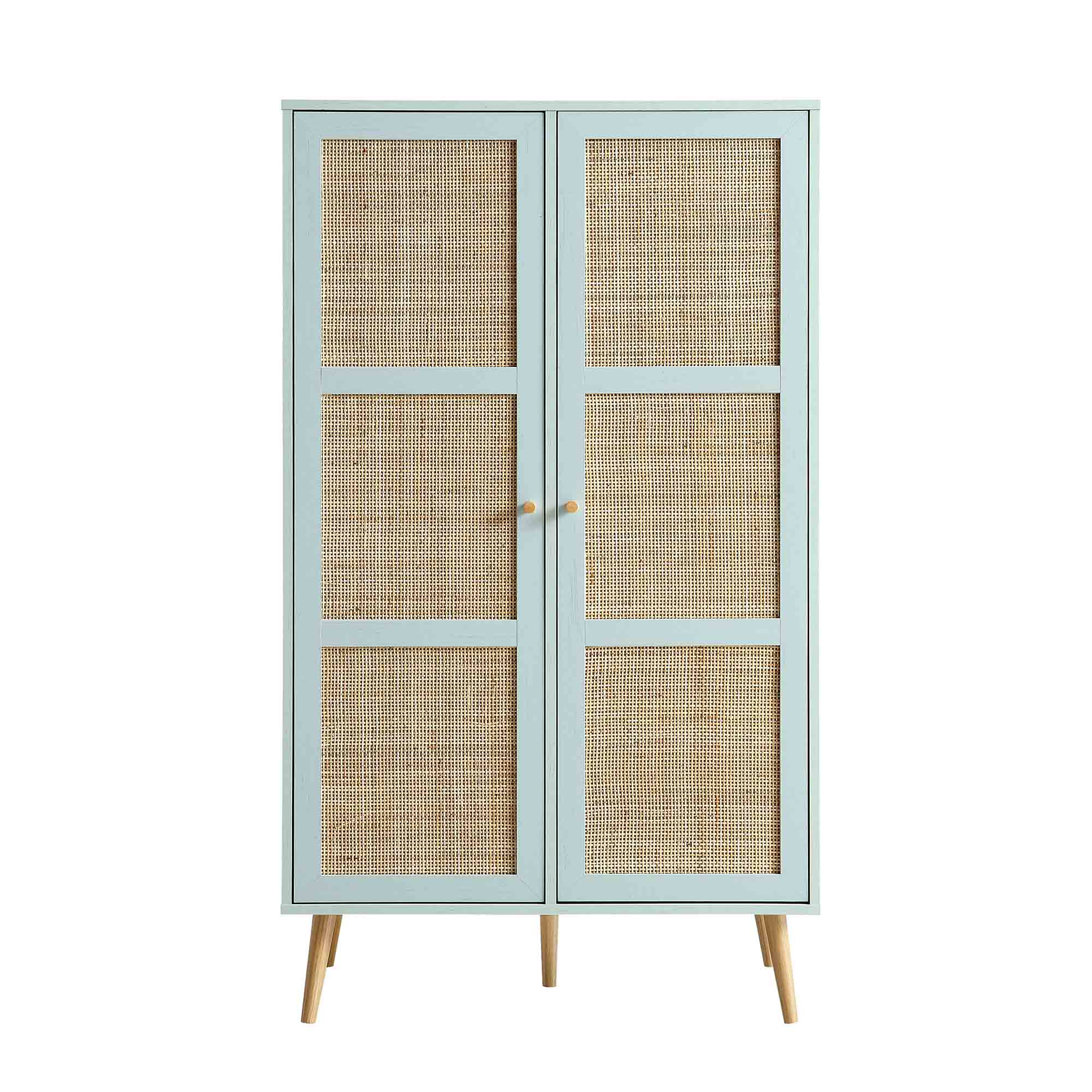 Frances Woven Rattan Compact Double Wardrobe, Mint Green - Image 5