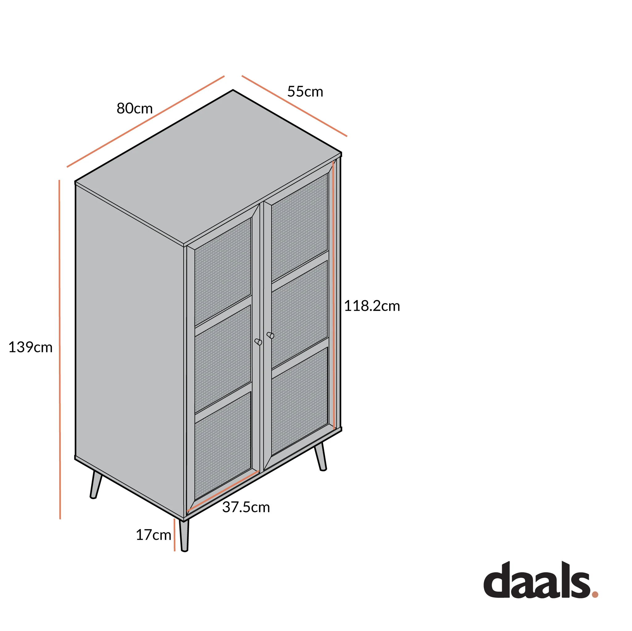 Frances Woven Rattan Compact Double Wardrobe, White - Image 5