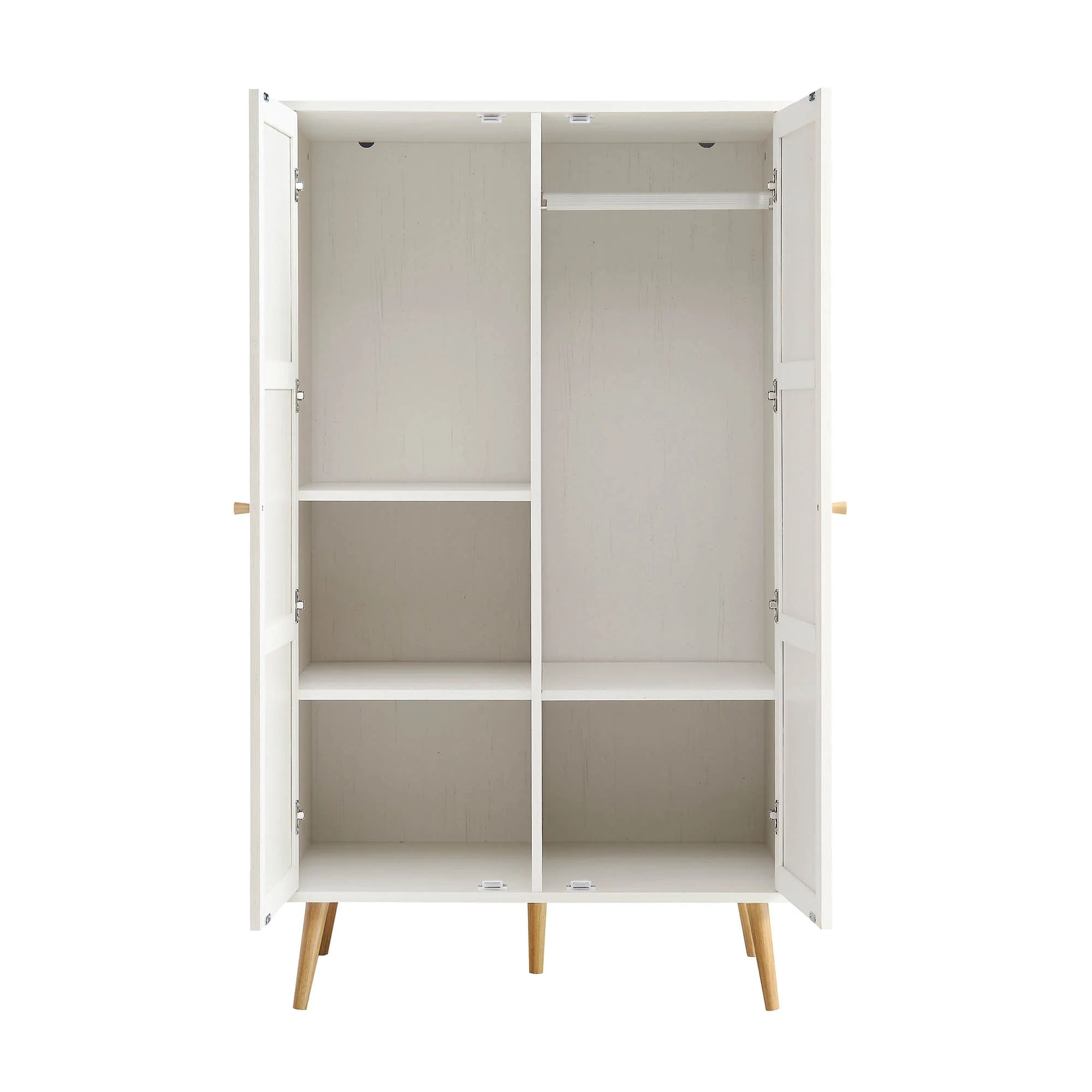 Frances Woven Rattan Compact Double Wardrobe, White - Image 7