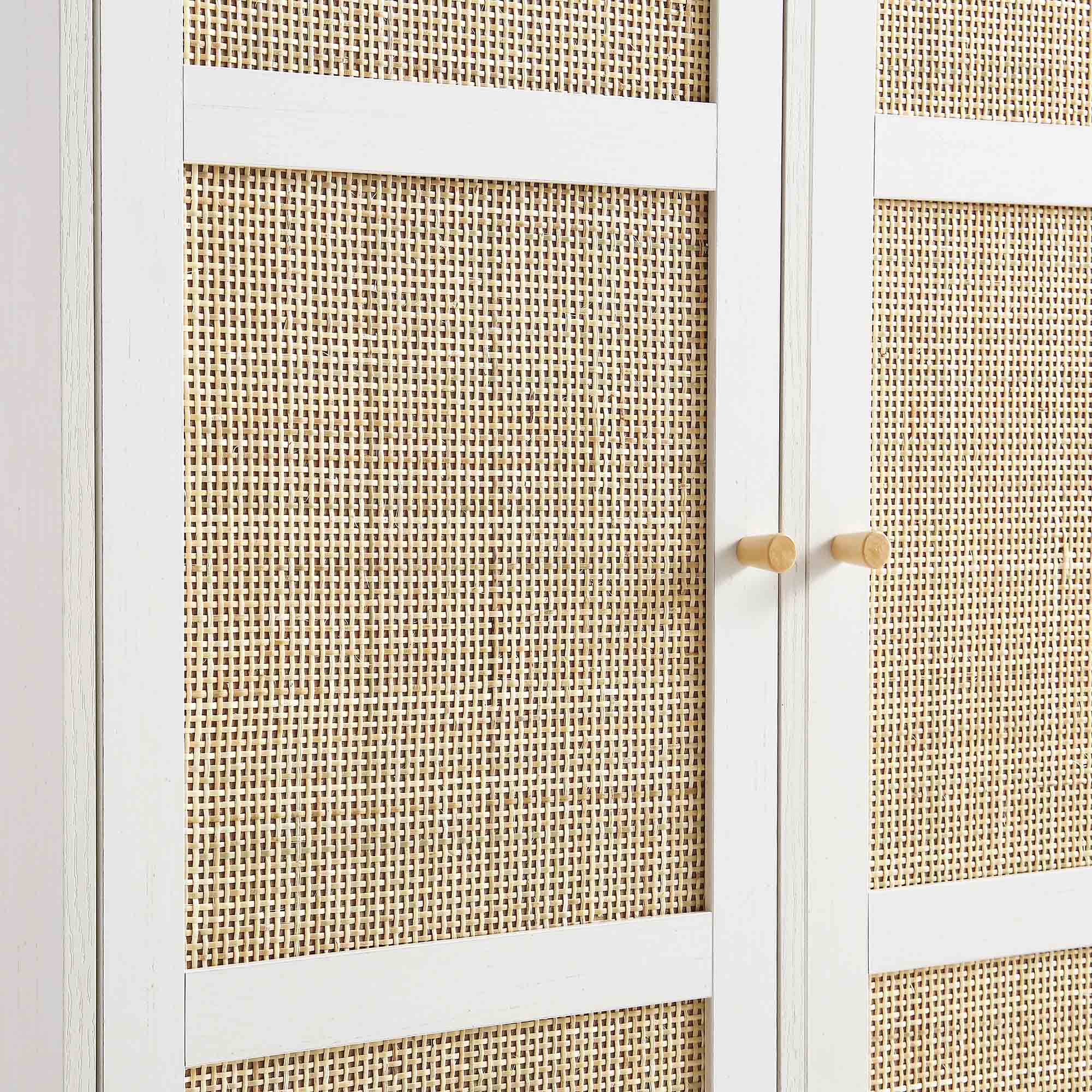 Frances Woven Rattan Compact Double Wardrobe, White - Image 9