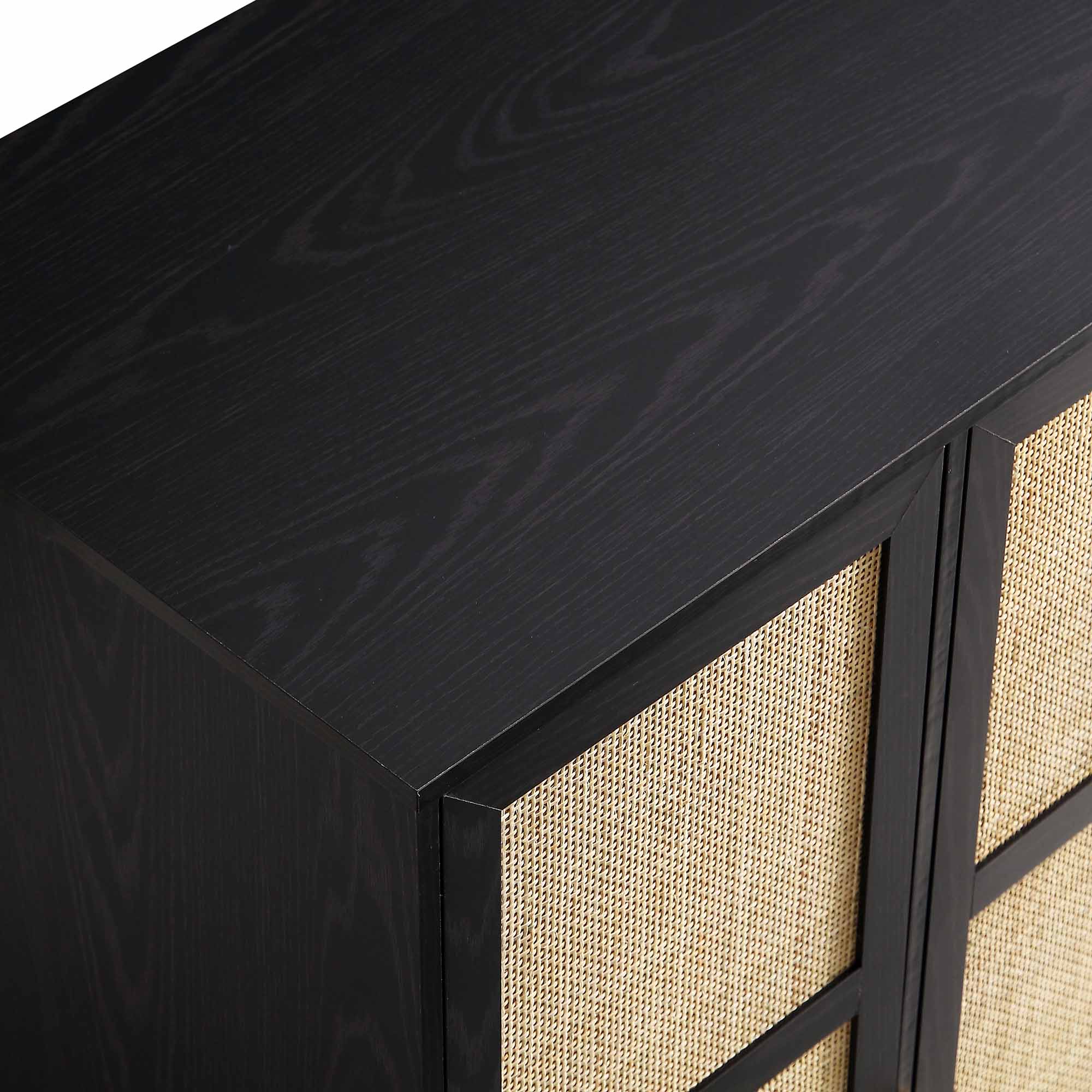 Frances Woven Rattan Compact Double Wardrobe, Black - Image 10
