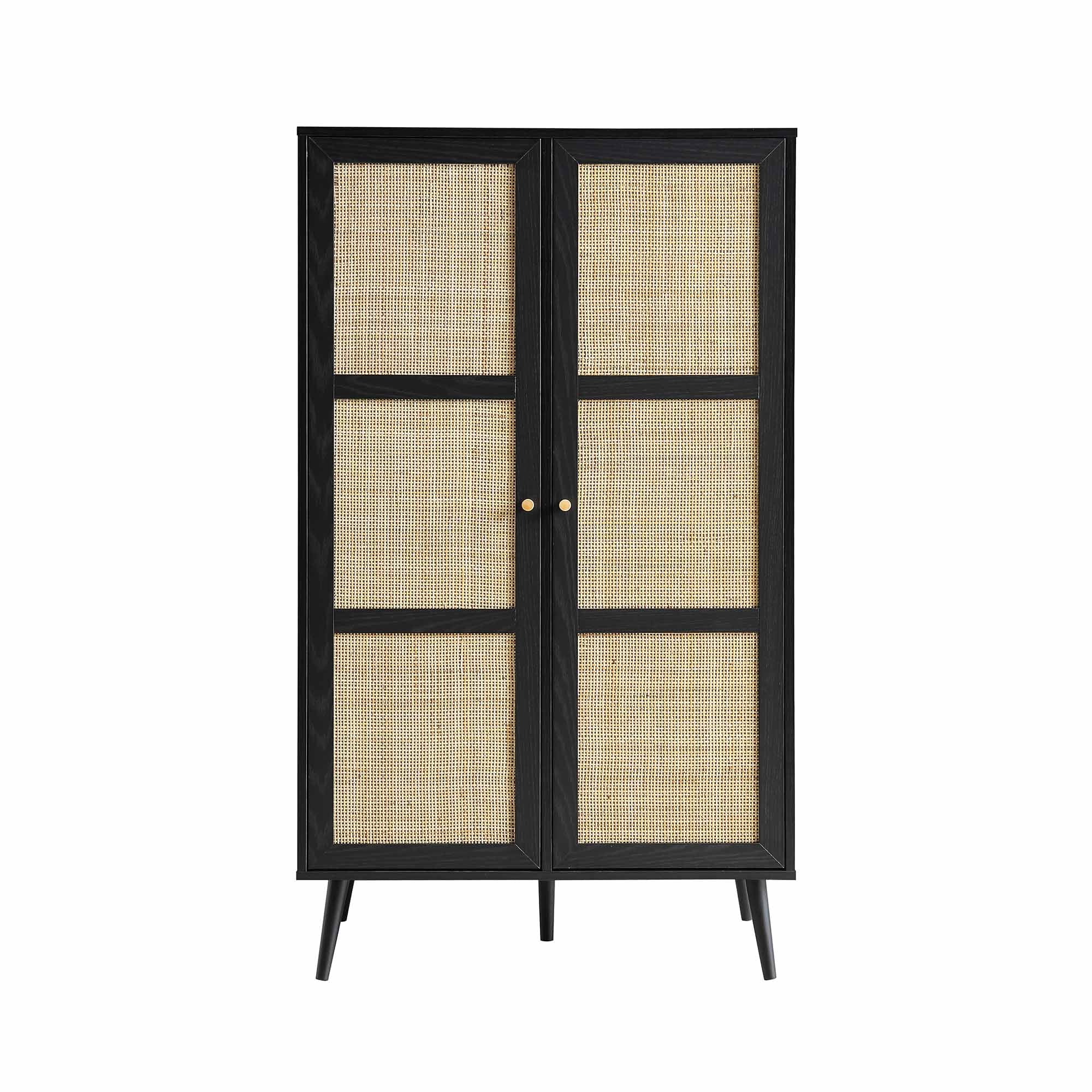 Frances Woven Rattan Compact Double Wardrobe, Black - Image 4