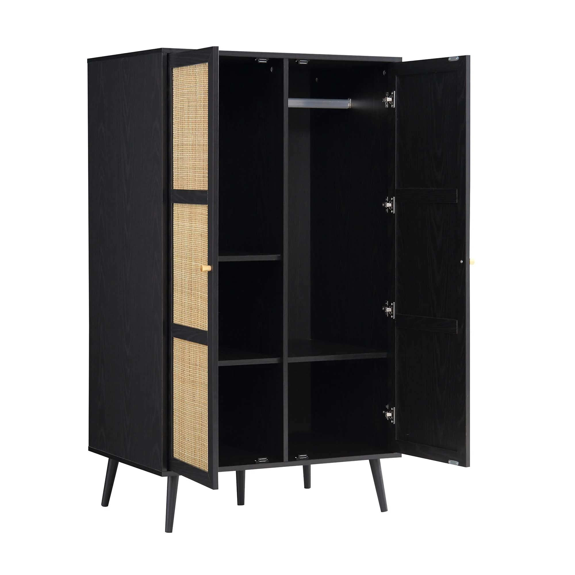 Frances Woven Rattan Compact Double Wardrobe, Black - Image 7