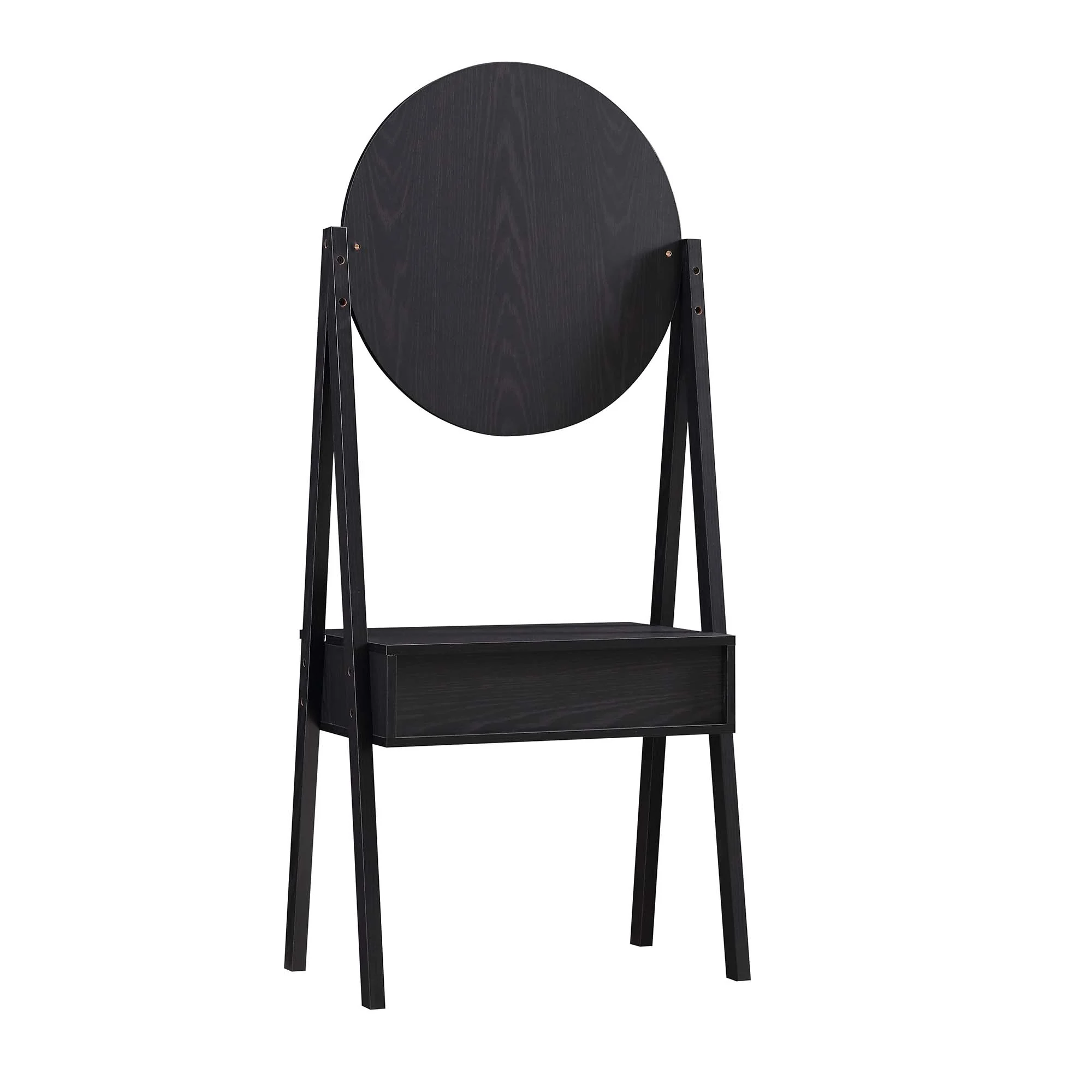 Frances Woven Rattan Standing Dressing Table with Mirror, Black - Image 8