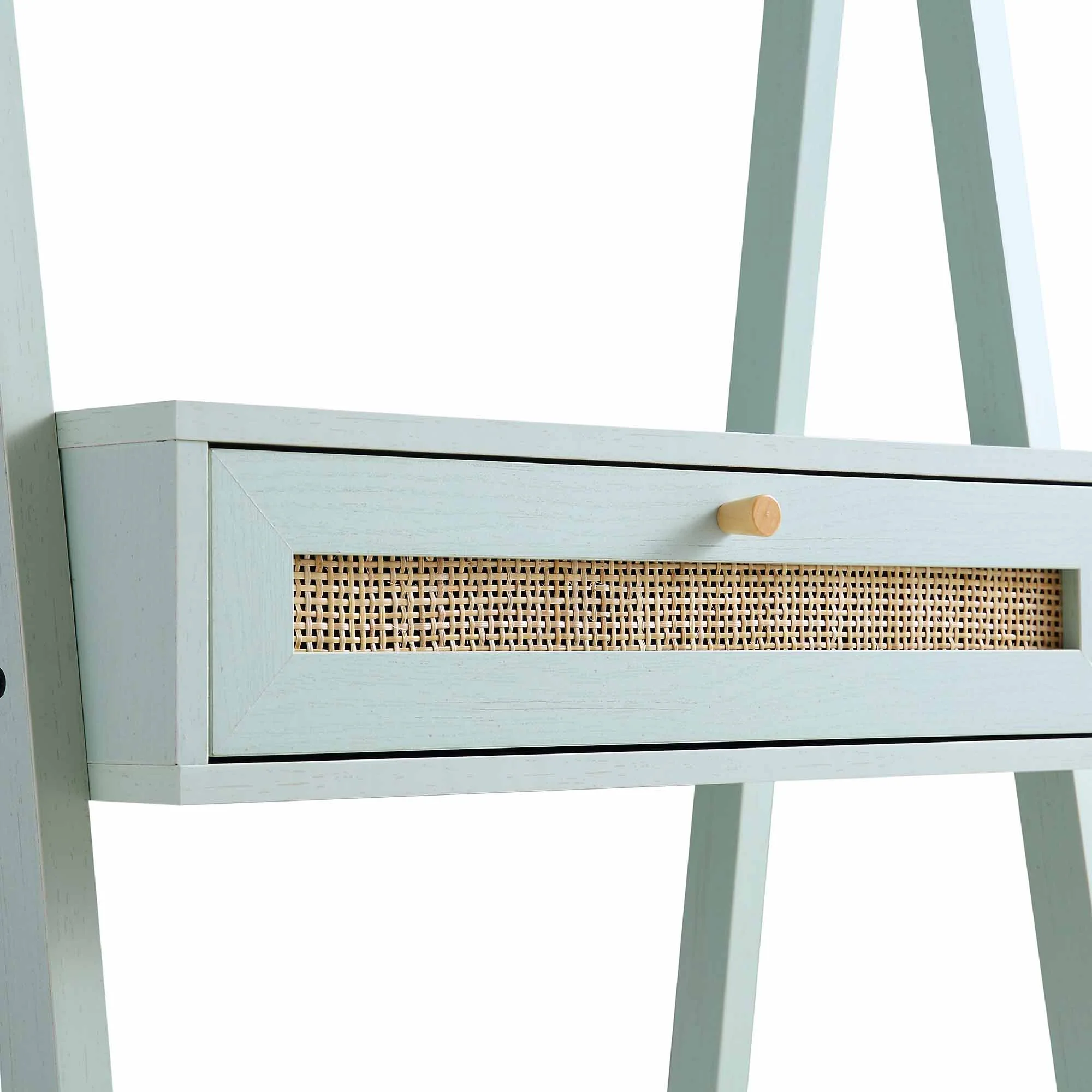 Frances Woven Rattan Standing Dressing Table with Mirror, Mint - Image 10