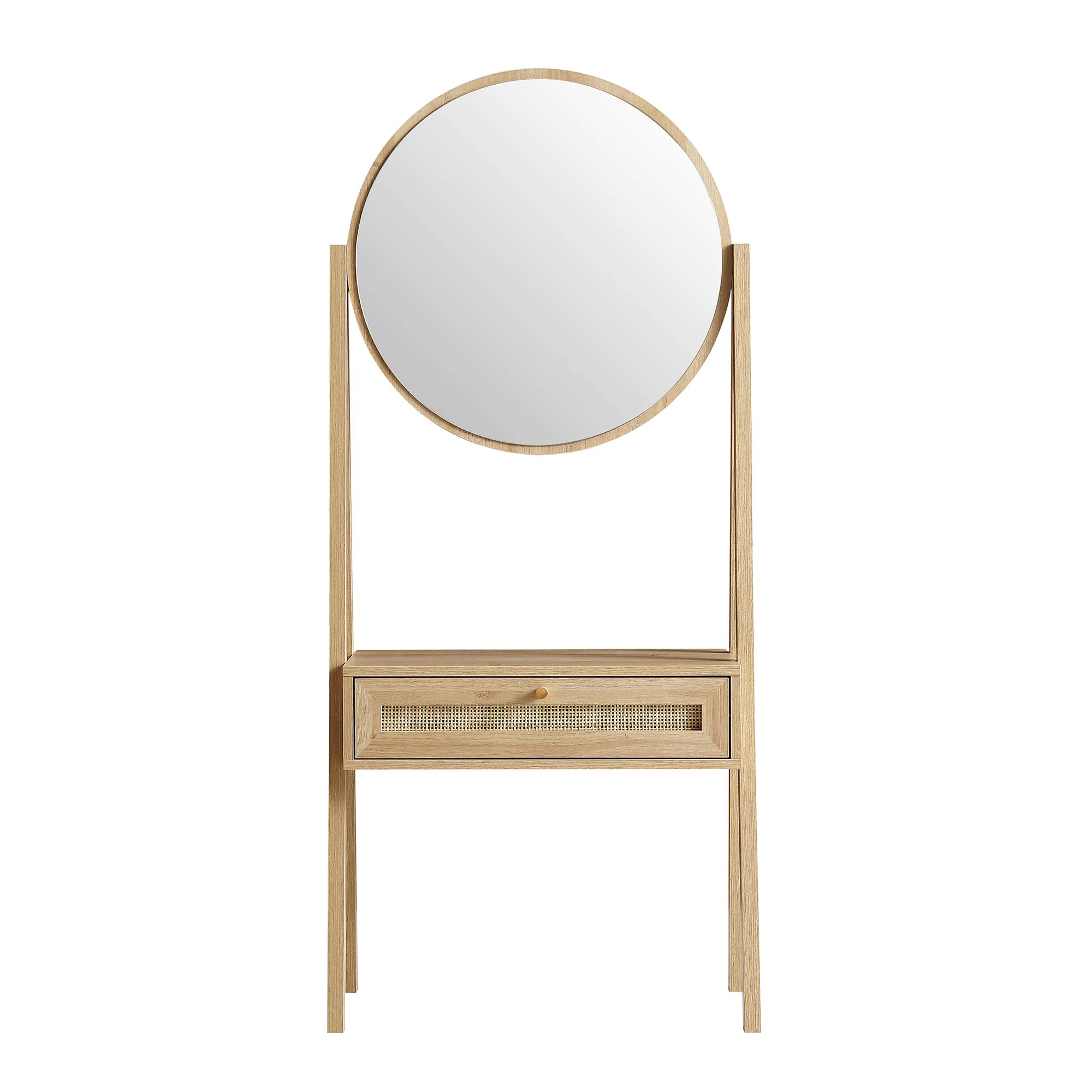 Frances Woven Rattan Standing Dressing Table with Mirror, Natural - Image 6