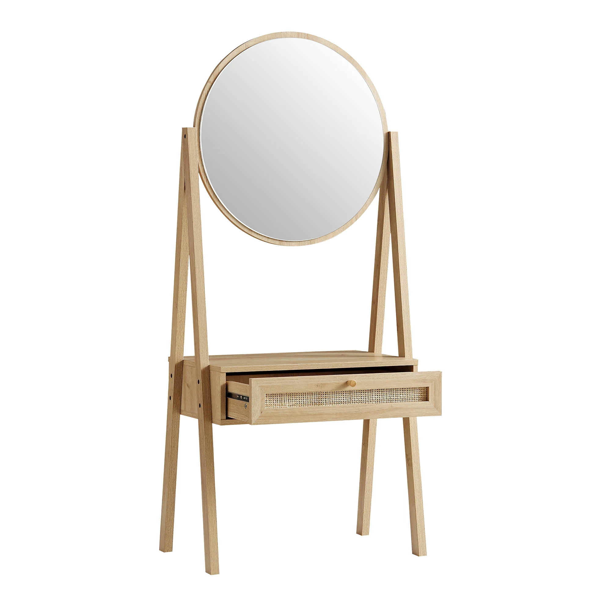 Frances Woven Rattan Standing Dressing Table with Mirror, Natural - Image 7