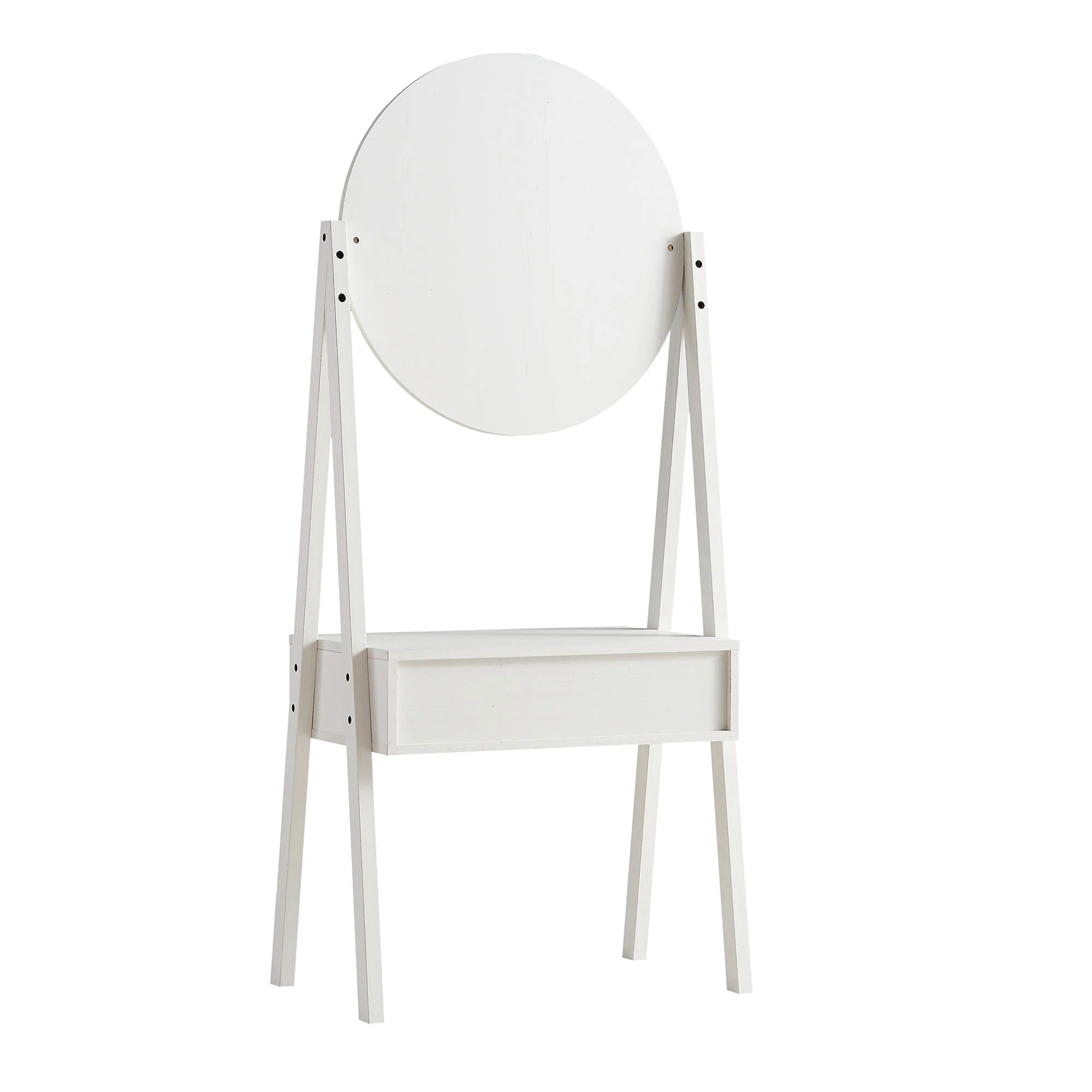 Frances Woven Rattan Standing Dressing Table with Mirror, White - Image 8