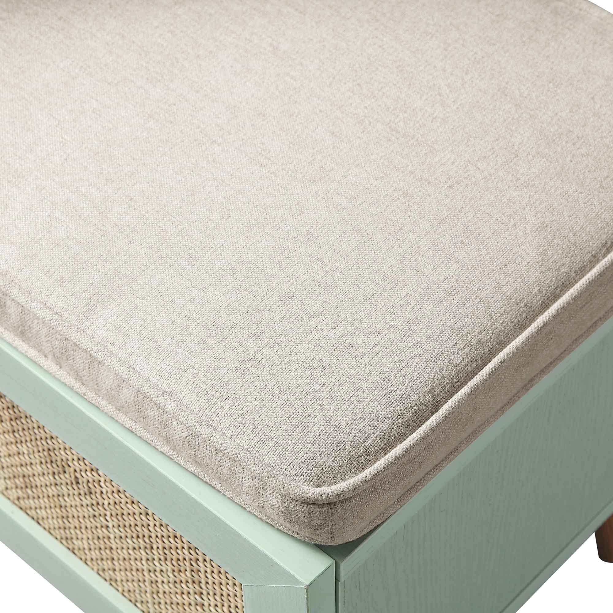 Frances Woven Rattan Storage Bench with Cushion, Mint - Image 13