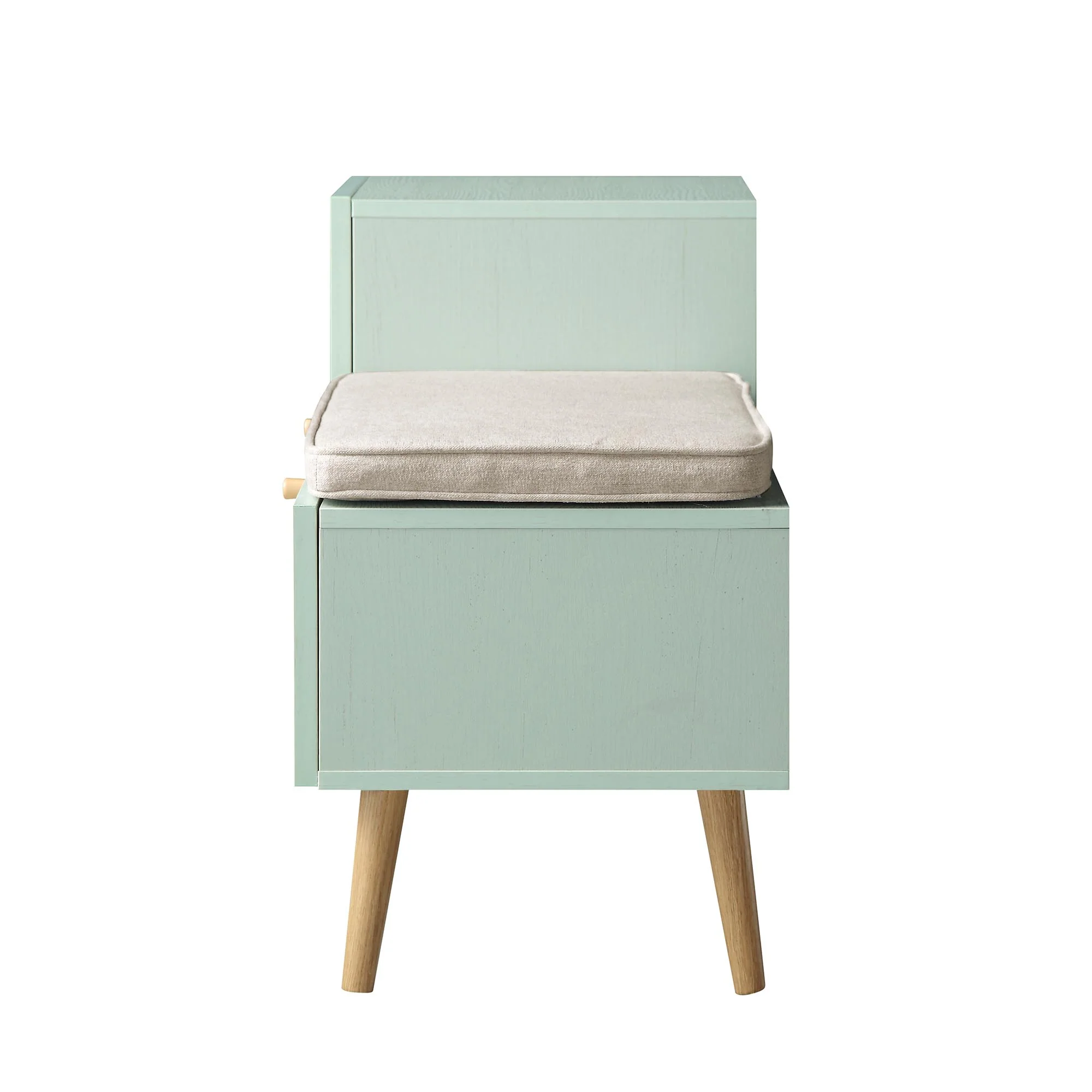 Frances Woven Rattan Storage Bench with Cushion, Mint - Image 9