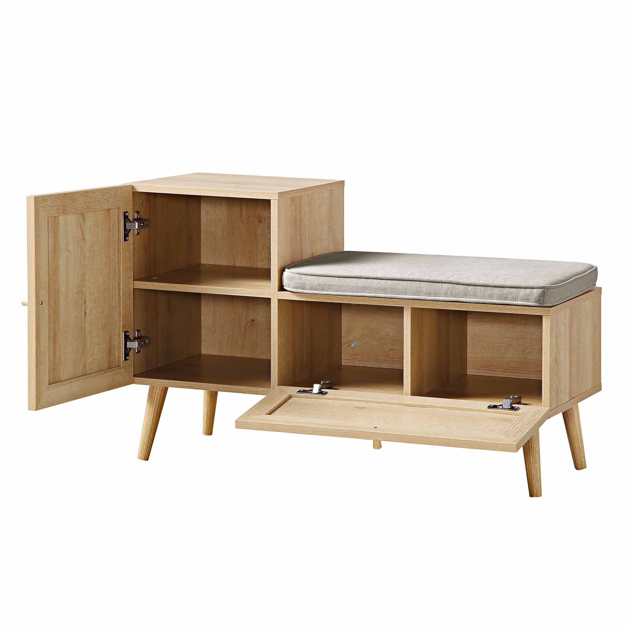 Frances Woven Rattan Storage Bench with Cushion, Natural - Image 7