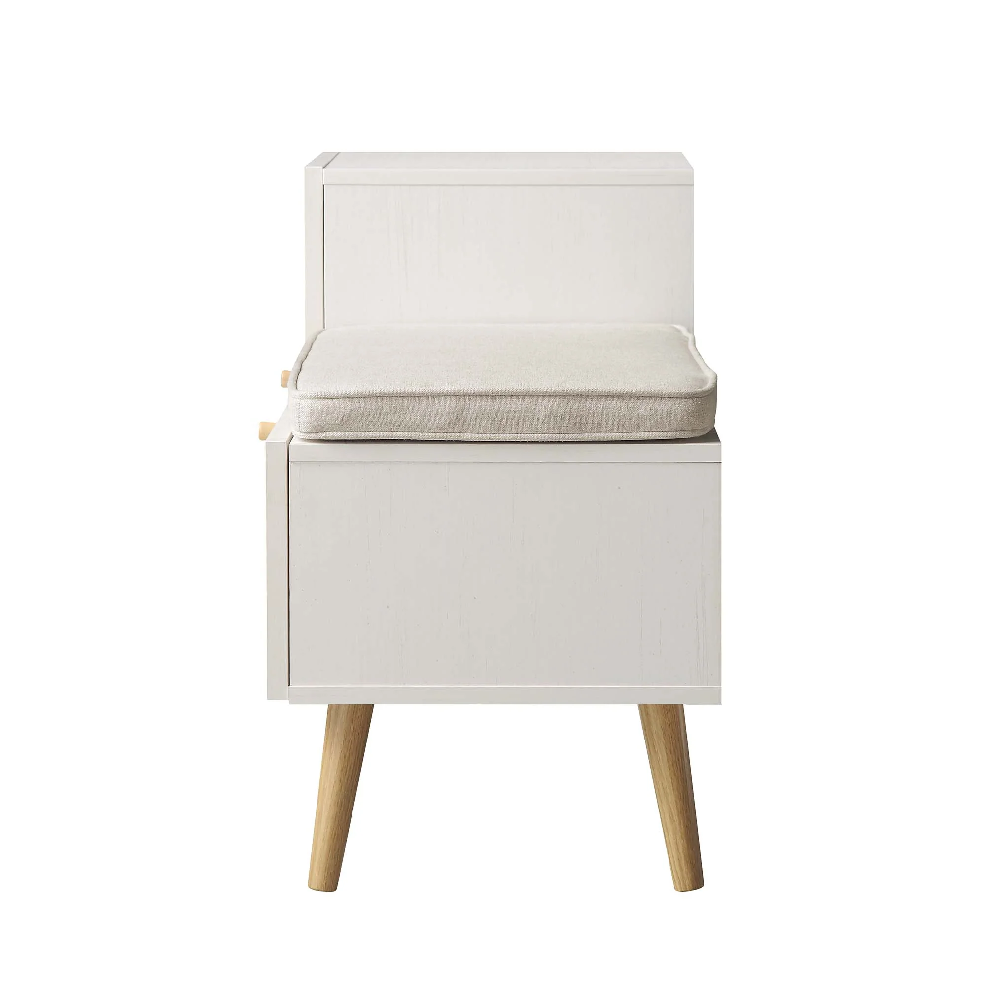 Frances Woven Rattan Storage Bench with Cushion, White - Image 9
