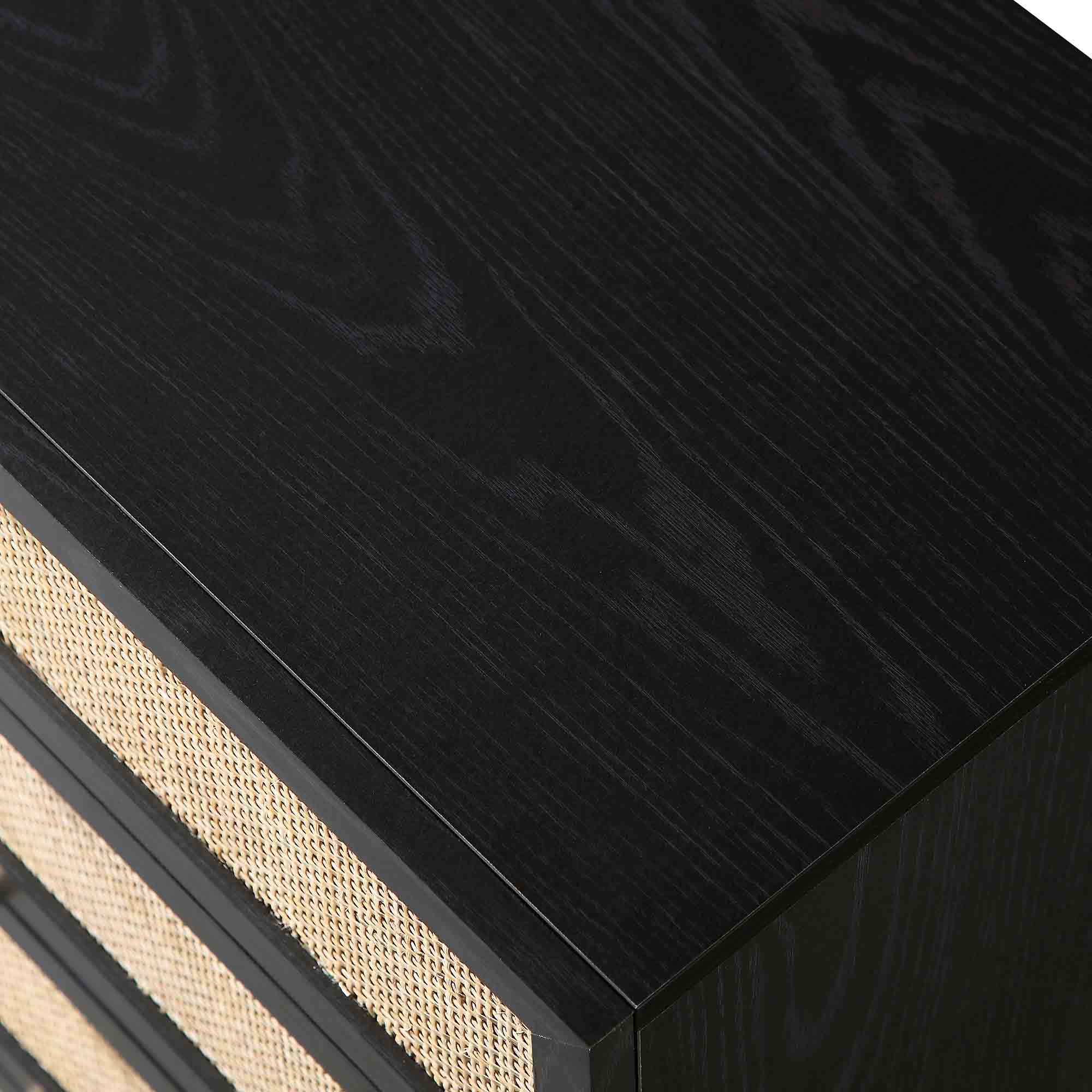 Frances Woven Rattan Tall Chest of 4 Drawers, Black - Image 13