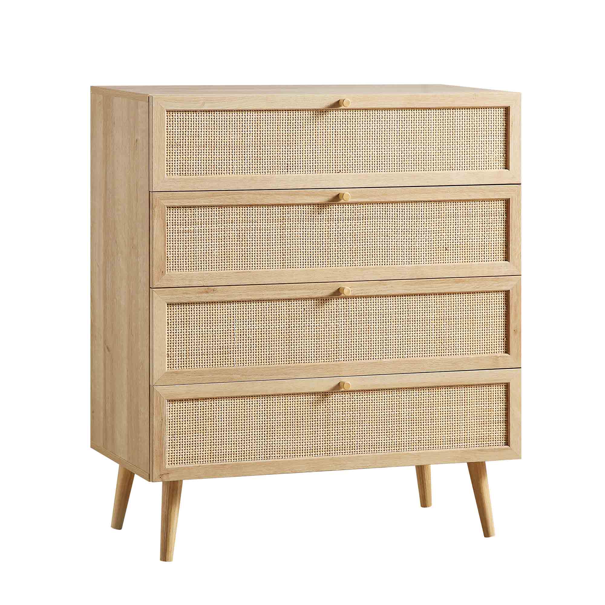 Frances Woven Rattan Tall Chest of 4 Drawers, Natural - Image 5