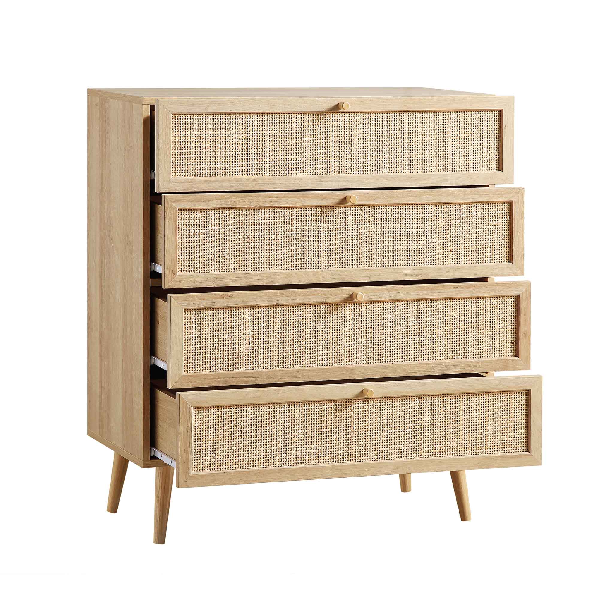 Frances Woven Rattan Tall Chest of 4 Drawers, Natural - Image 7