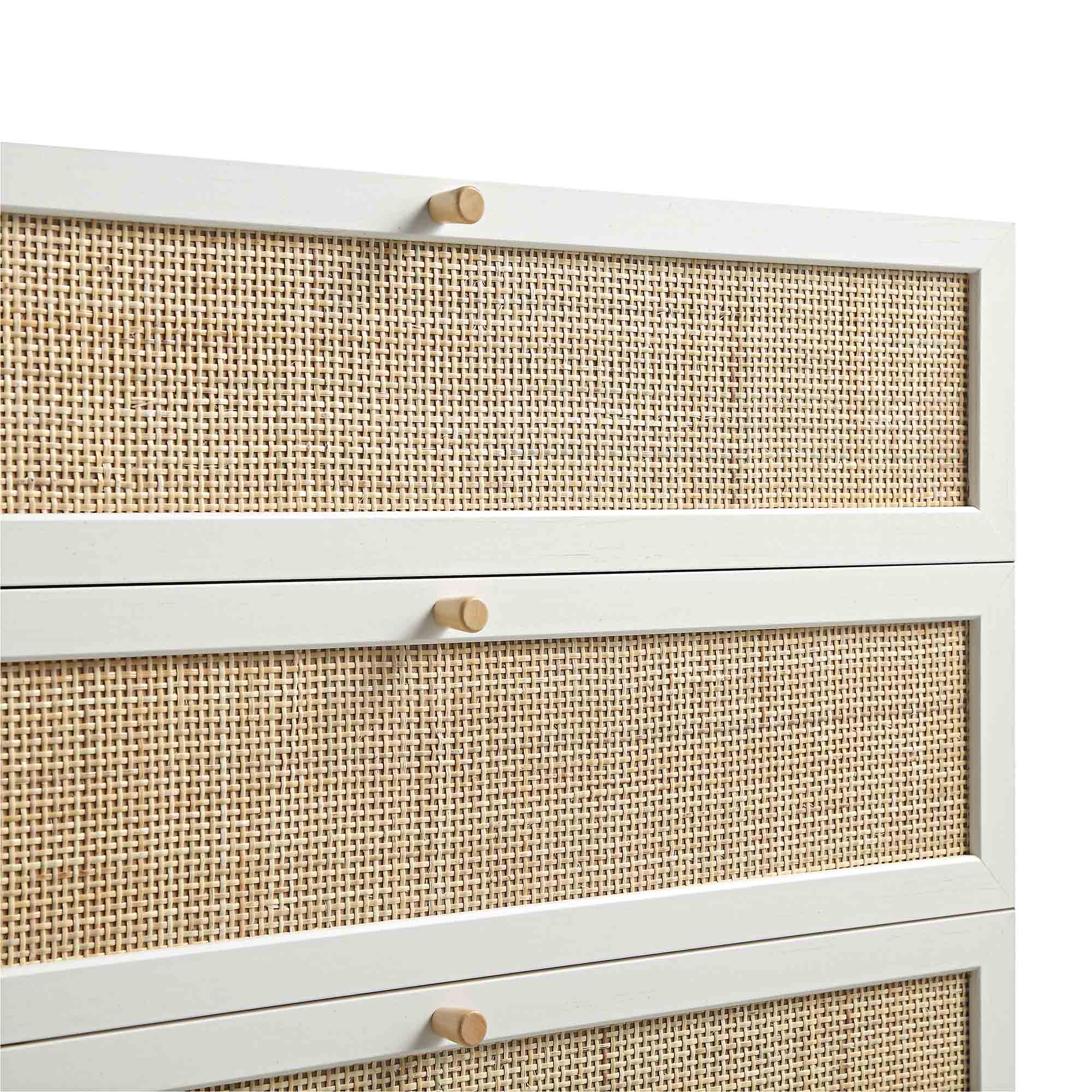 Frances Woven Rattan Tall Chest of 4 Drawers, White - Image 11