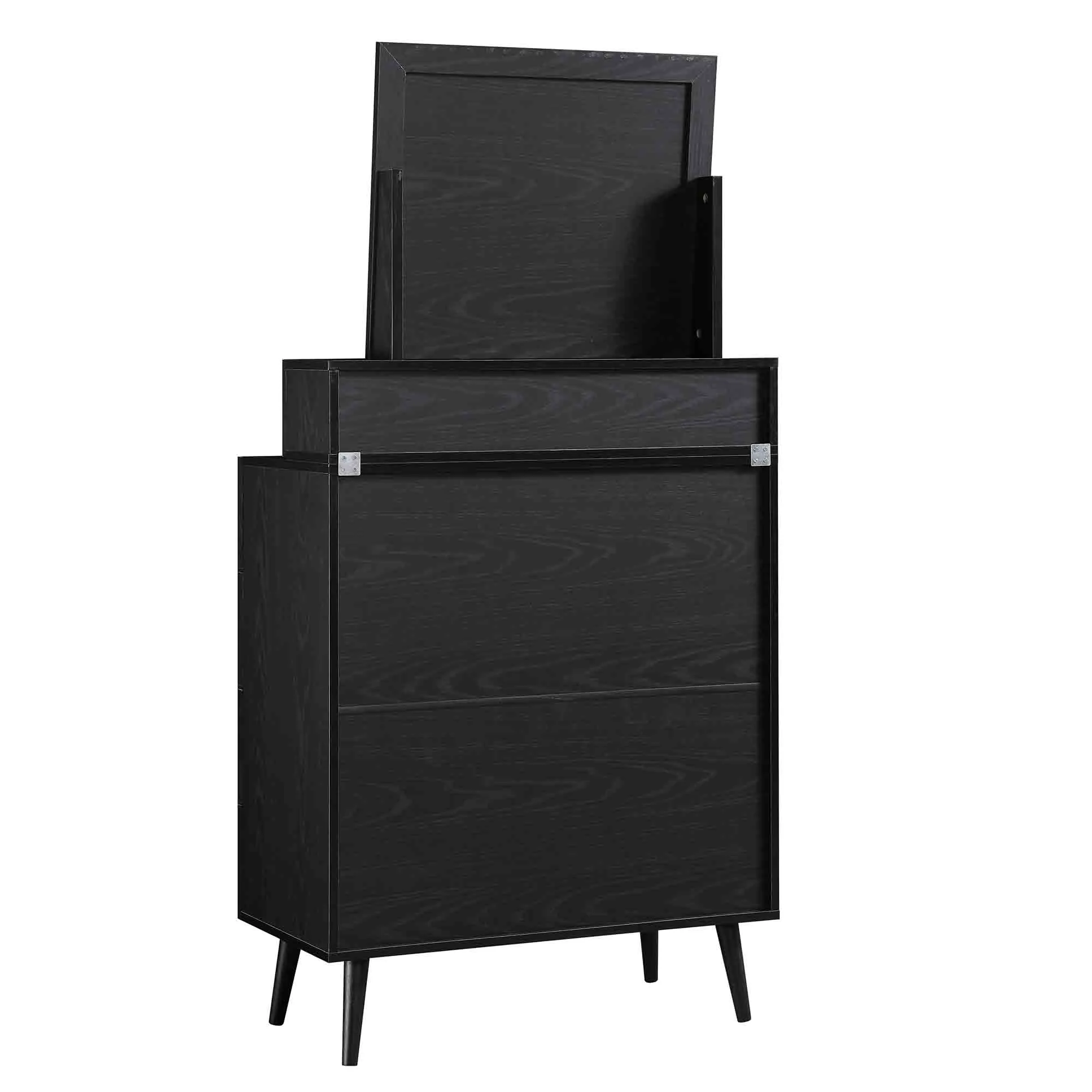 Frances Woven Rattan Tall Vanity Chest with Mirror, Black - Image 10