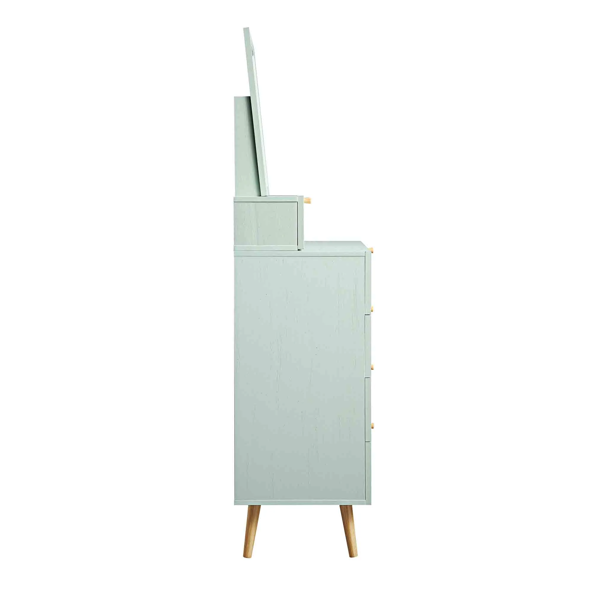 Frances Woven Rattan Tall Vanity Chest with Mirror, Mint - Image 9