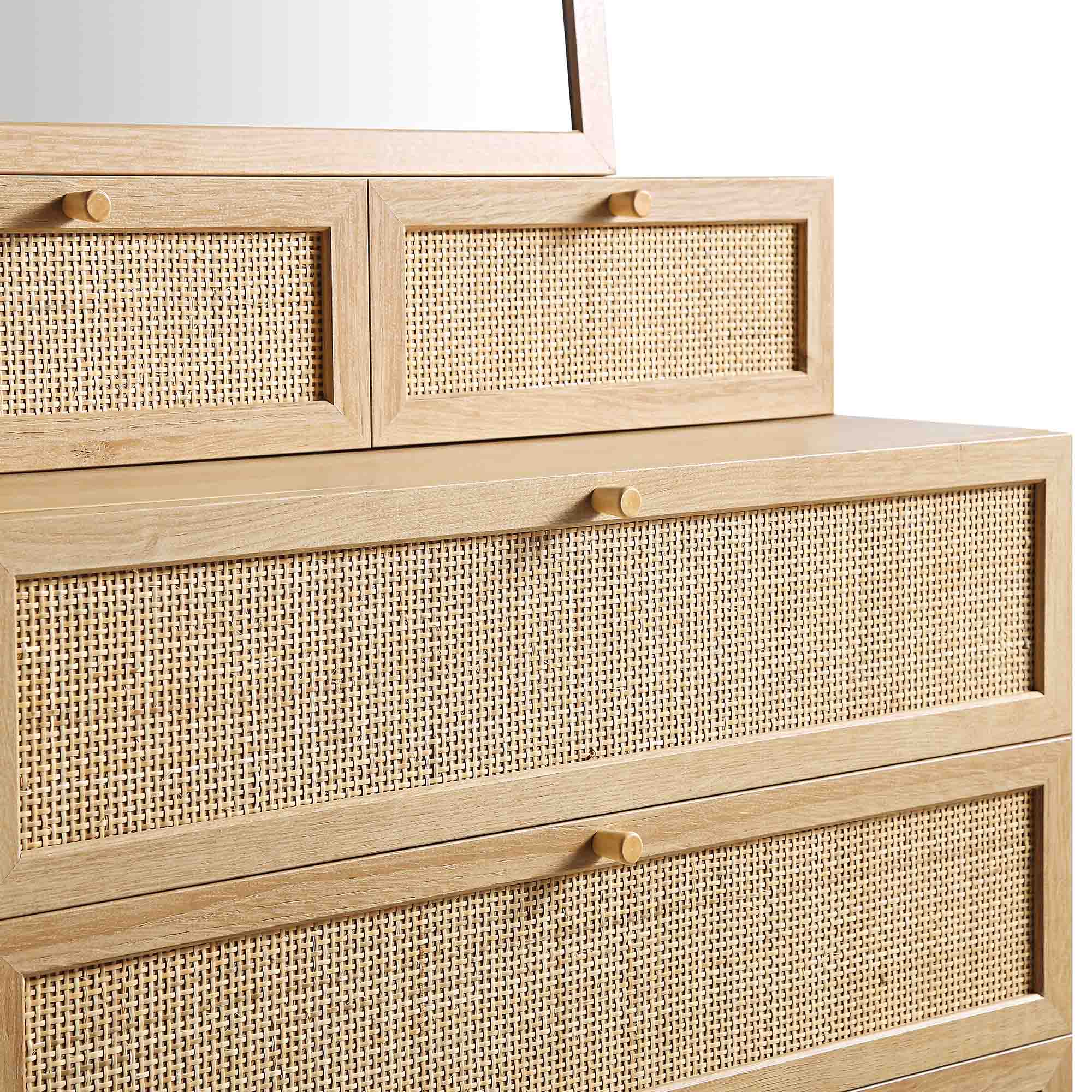 Frances Woven Rattan Tall Vanity Chest with Mirror, Natural - Image 12