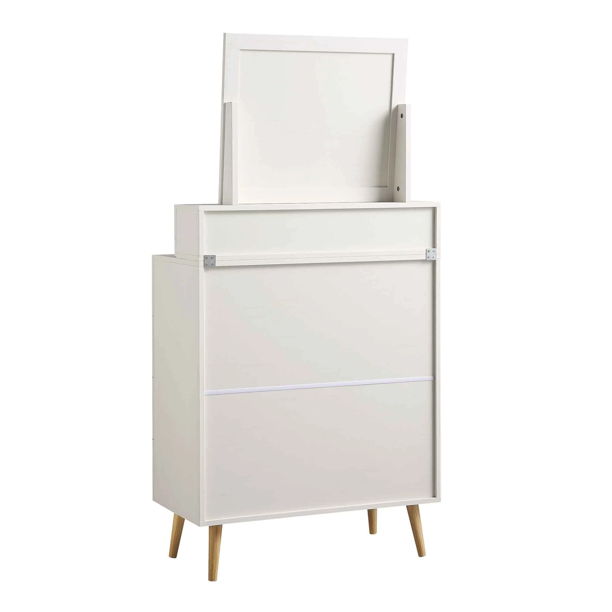 Frances Woven Rattan Tall Vanity Chest with Mirror, White - Image 9