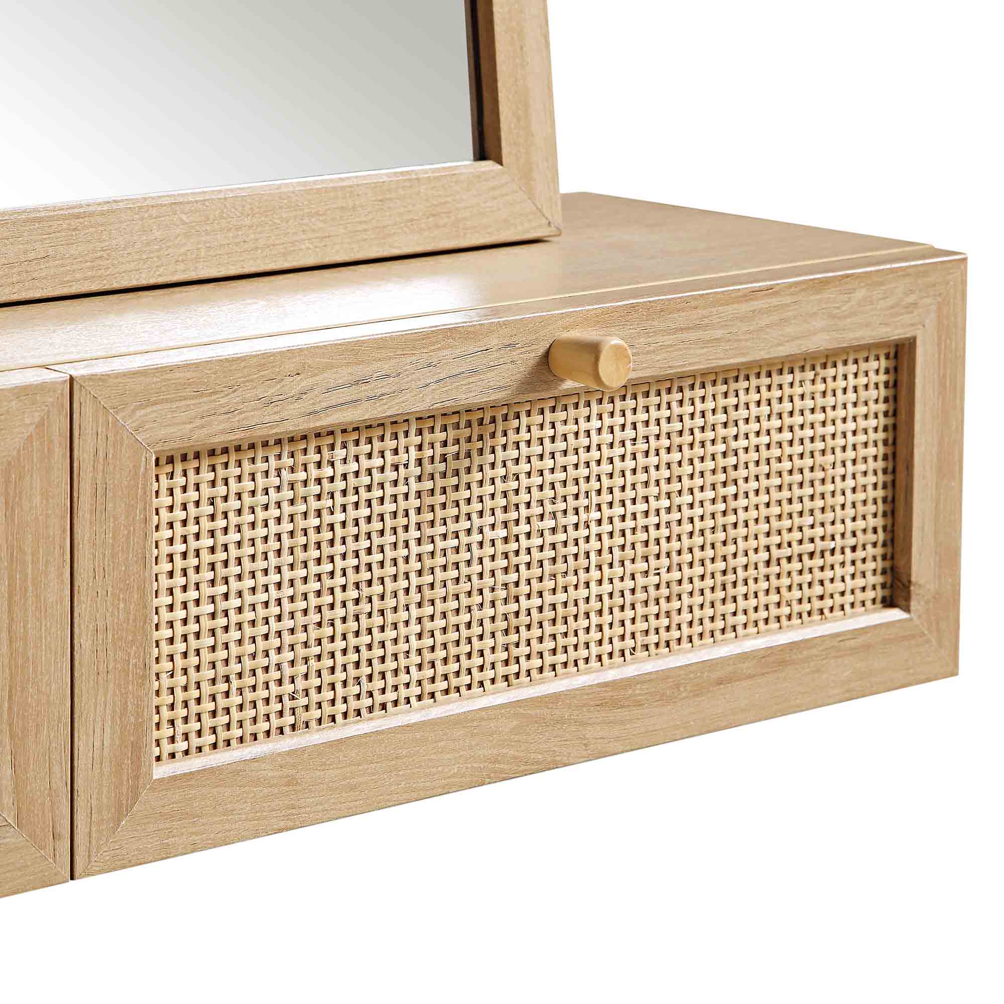 Frances Woven Rattan Vanity Mirror, Natural - Image 11