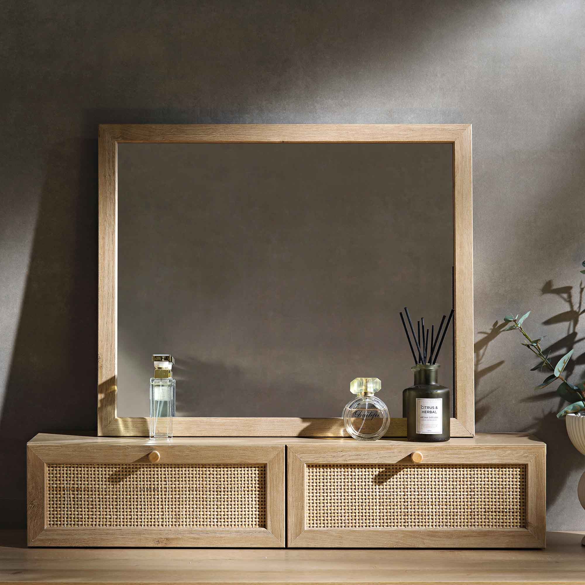 Frances Woven Rattan Vanity Mirror, Natural - Image 2