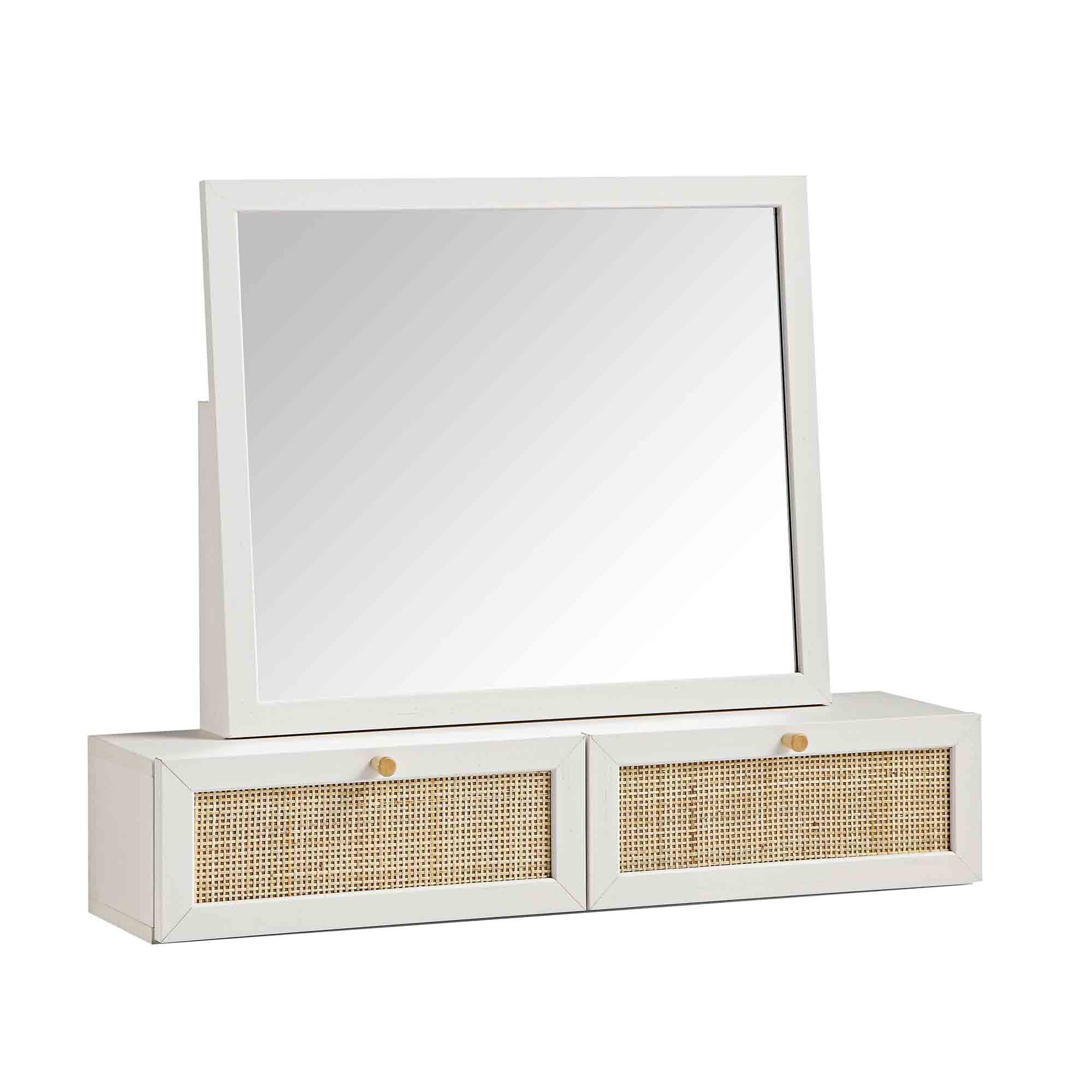 Frances Woven Rattan Vanity Mirror, White - Image 5