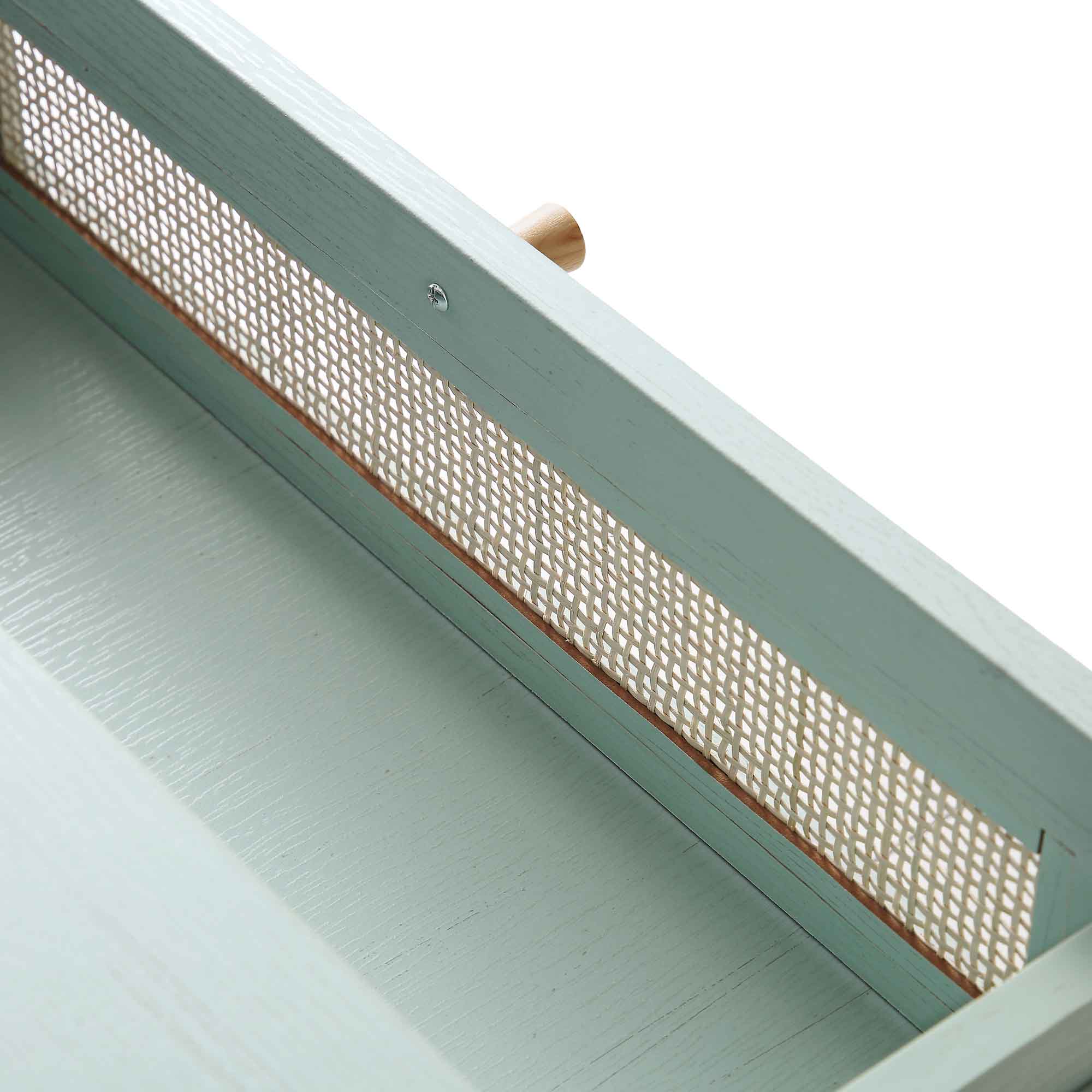 Frances Woven Rattan Wooden Coffee Table in Mint - Image 13