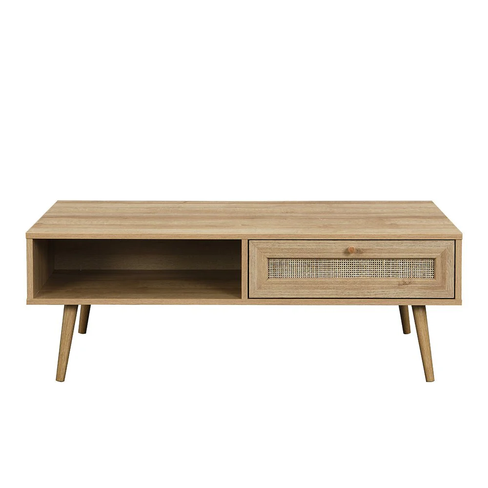 Frances Woven Rattan Wooden Coffee Table in Natural Colour - Image 3
