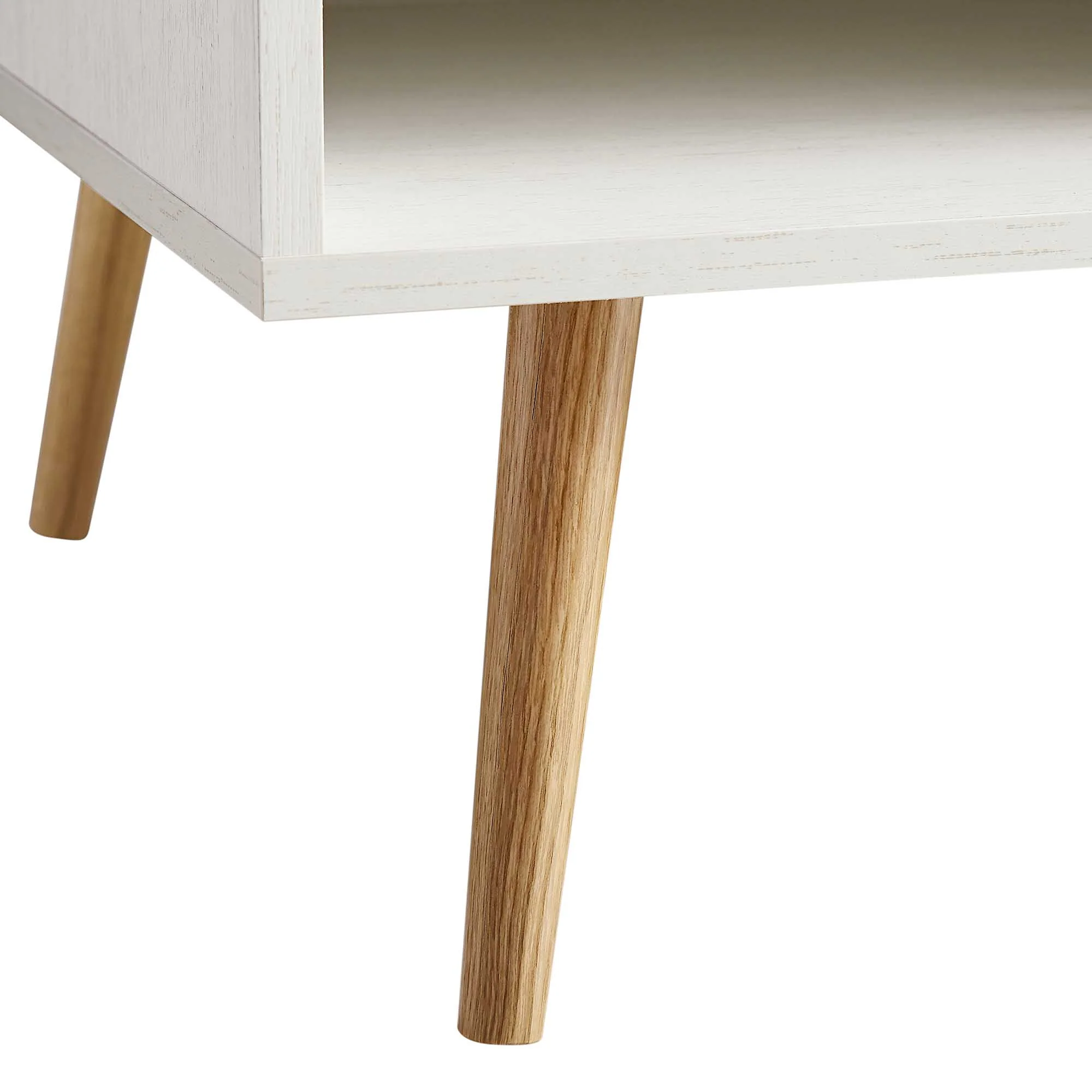 Frances Woven Rattan Wooden Coffee Table in White - Image 13