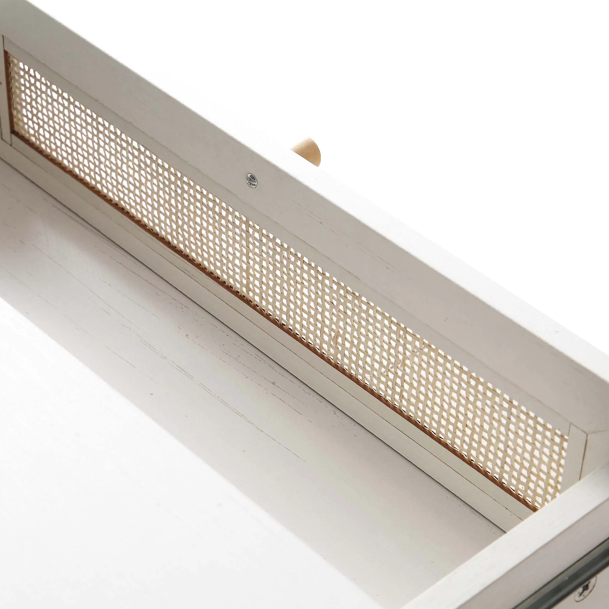 Frances Woven Rattan Wooden Coffee Table in White - Image 14