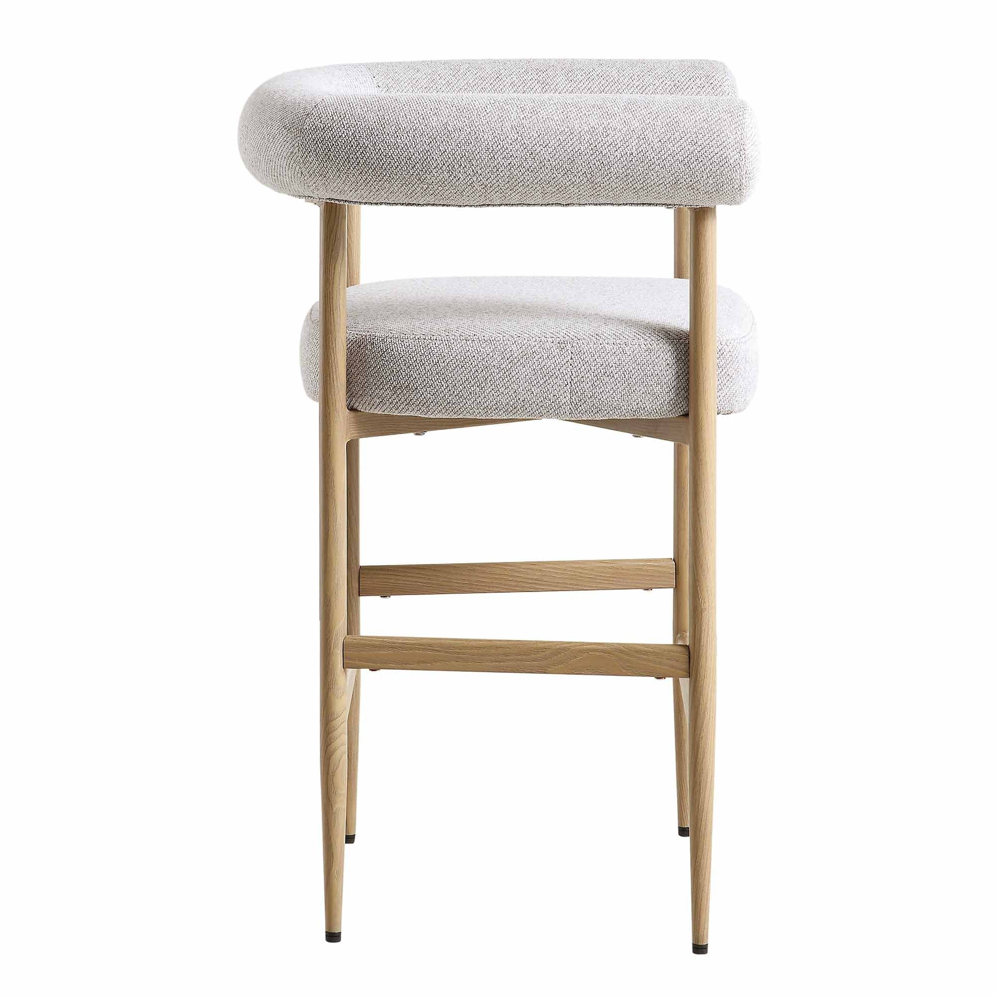 Fulbourn Beige Woven Counter Stool with Natural Wood Effect Legs - Image 6