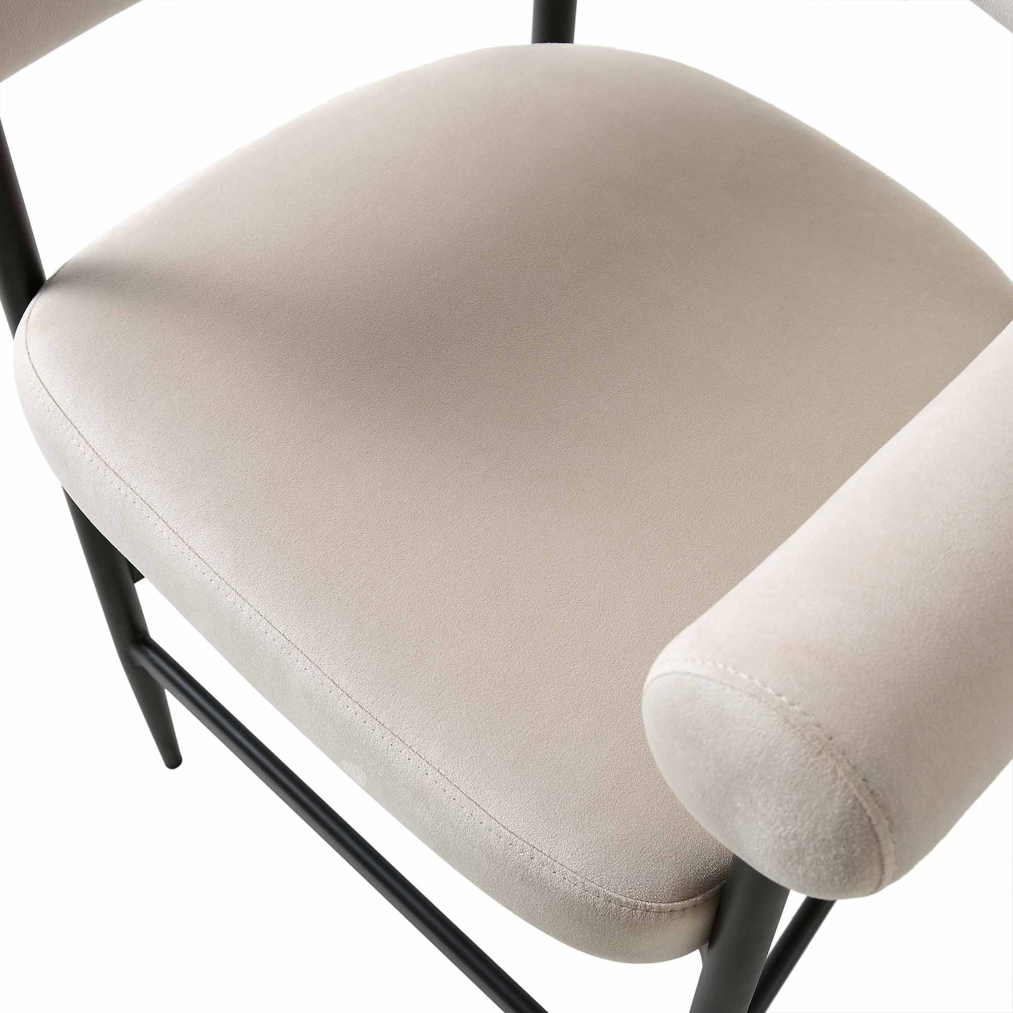 Fulbourn Champagne Velvet Counter Stool with Black Legs - Image 10