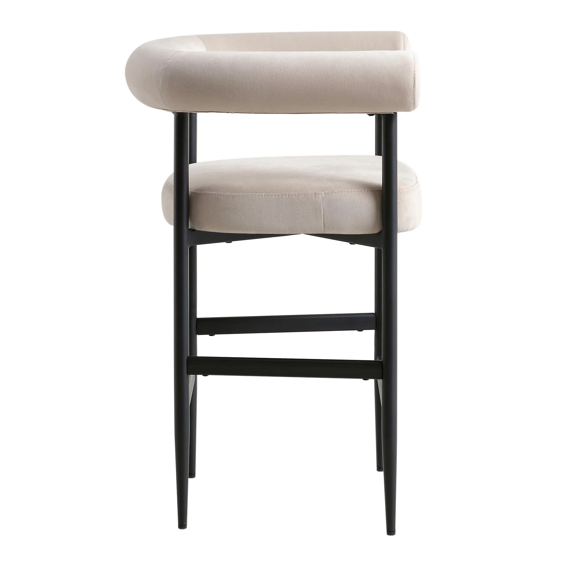 Fulbourn Champagne Velvet Counter Stool with Black Legs - Image 6