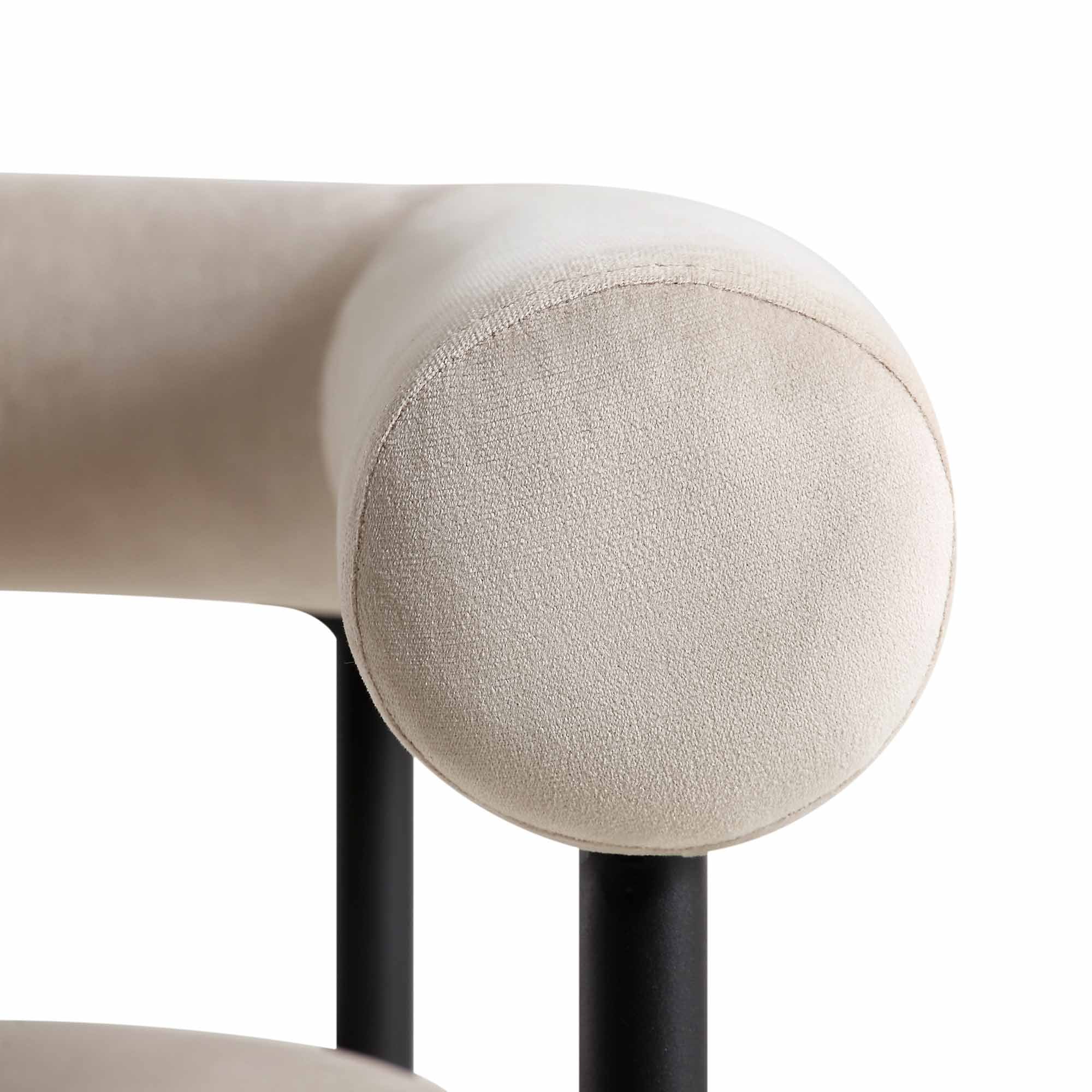 Fulbourn Champagne Velvet Dining Chair with Black Legs - Image 12