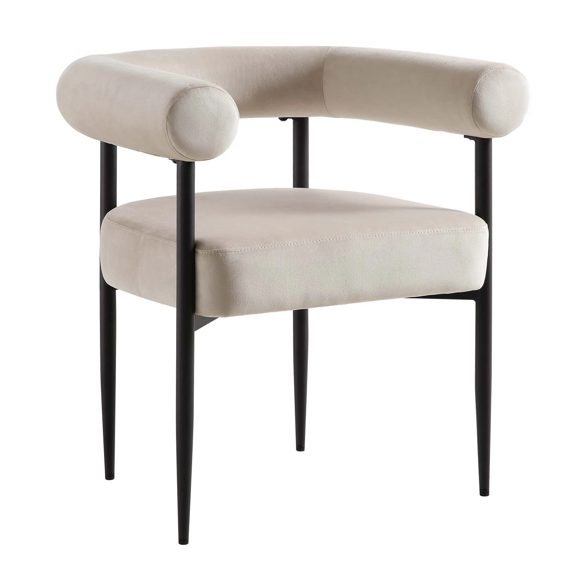 Fulbourn Champagne Velvet Dining Chair with Black Legs - Image 5