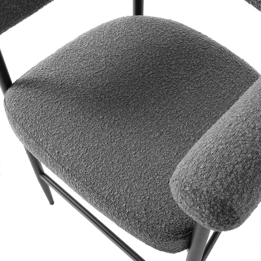 Fulbourn Charcoal Boucle Counter Stool with Black Metal Legs - Image 10