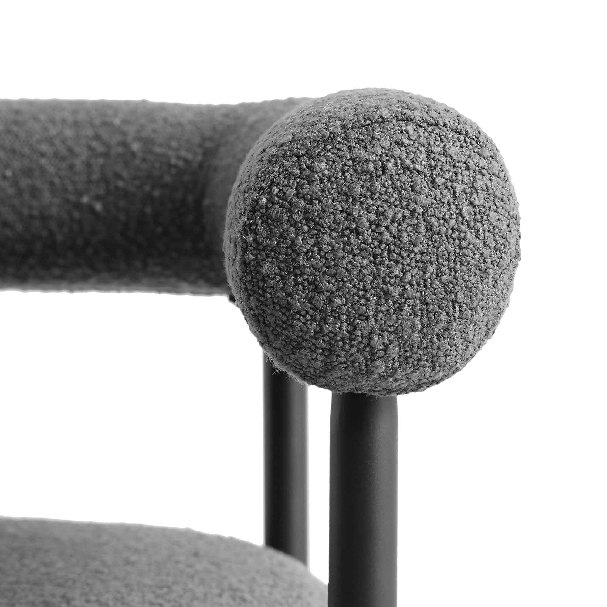 Fulbourn Charcoal Boucle Counter Stool with Black Metal Legs - Image 11