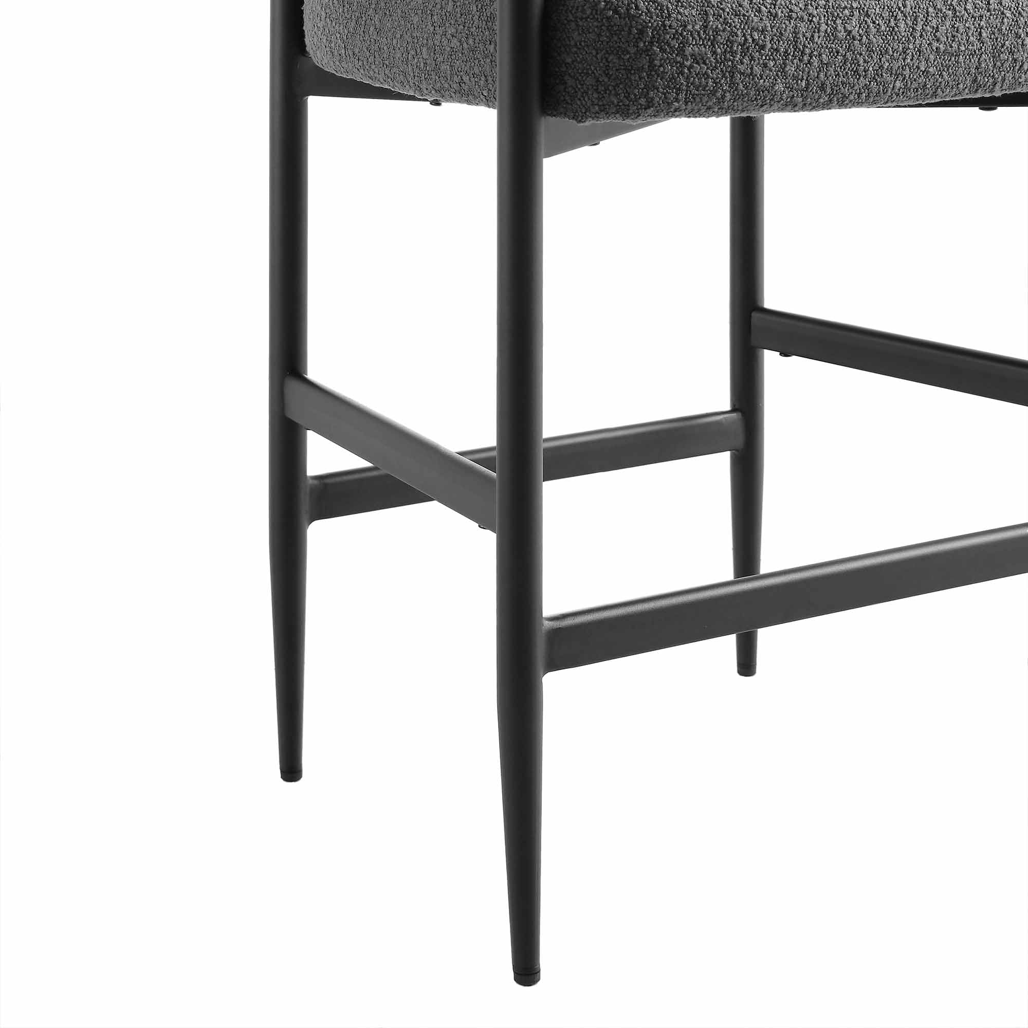 Fulbourn Charcoal Boucle Counter Stool with Black Metal Legs - Image 12