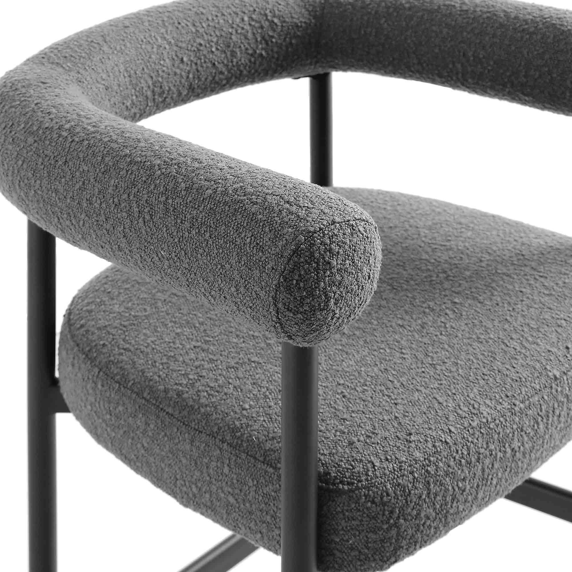Fulbourn Charcoal Boucle Counter Stool with Black Metal Legs - Image 9