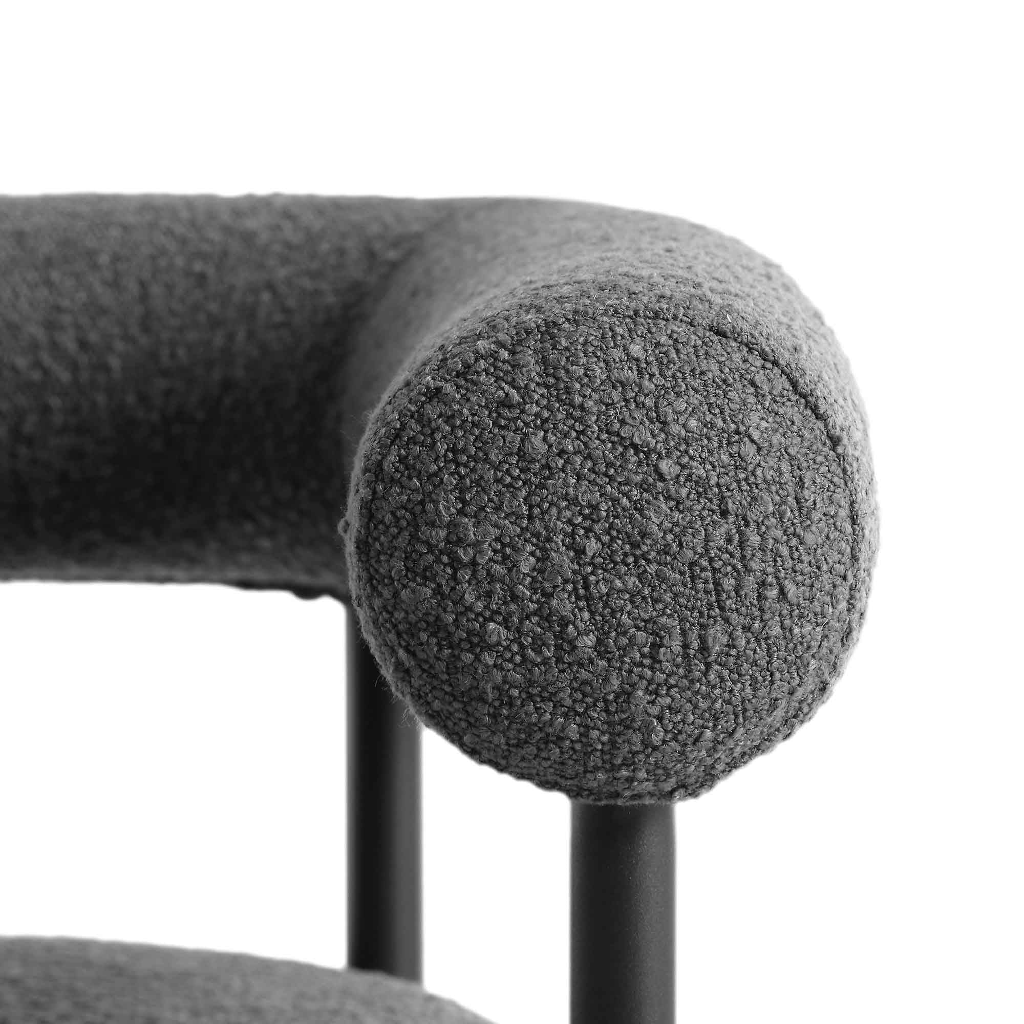 Fulbourn Charcoal Boucle Dining Chair with Black Metal Legs - Image 12