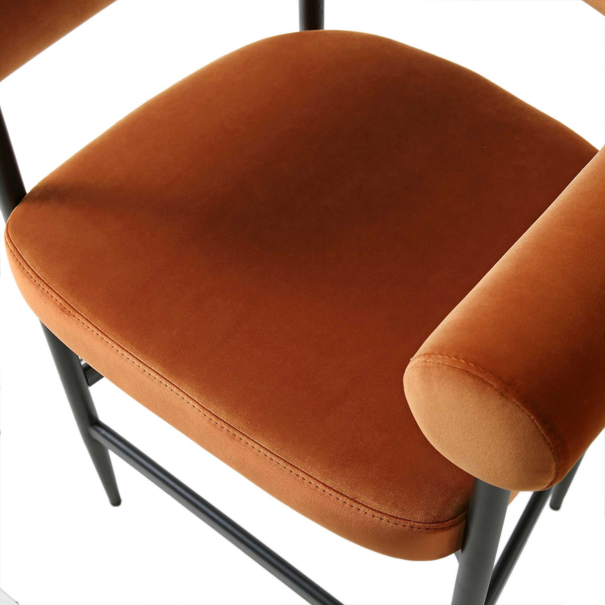 Fulbourn Rust Velvet Counter Stool with Black Legs - Image 10