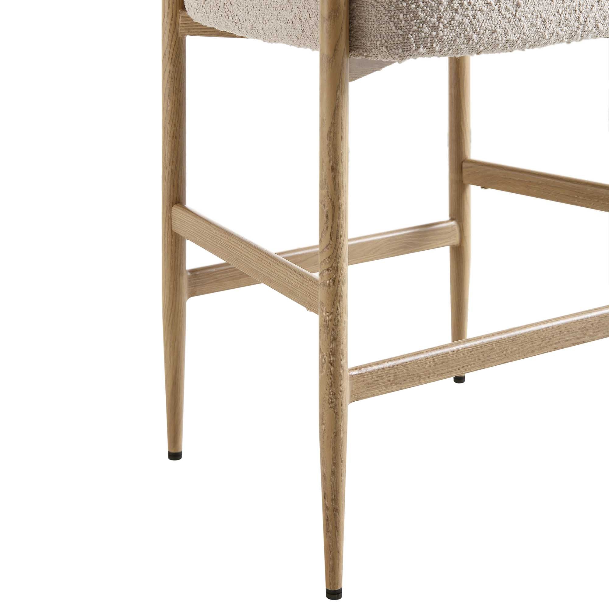 Fulbourn Taupe Boucle Counter Stool with Natural Wood Effect Legs - Image 12