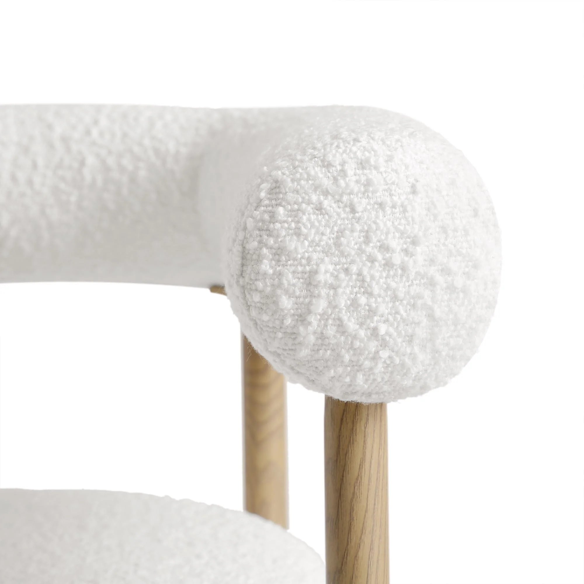 Fulbourn White Boucle Counter Stool with Natural Wood Effect Legs - Image 11