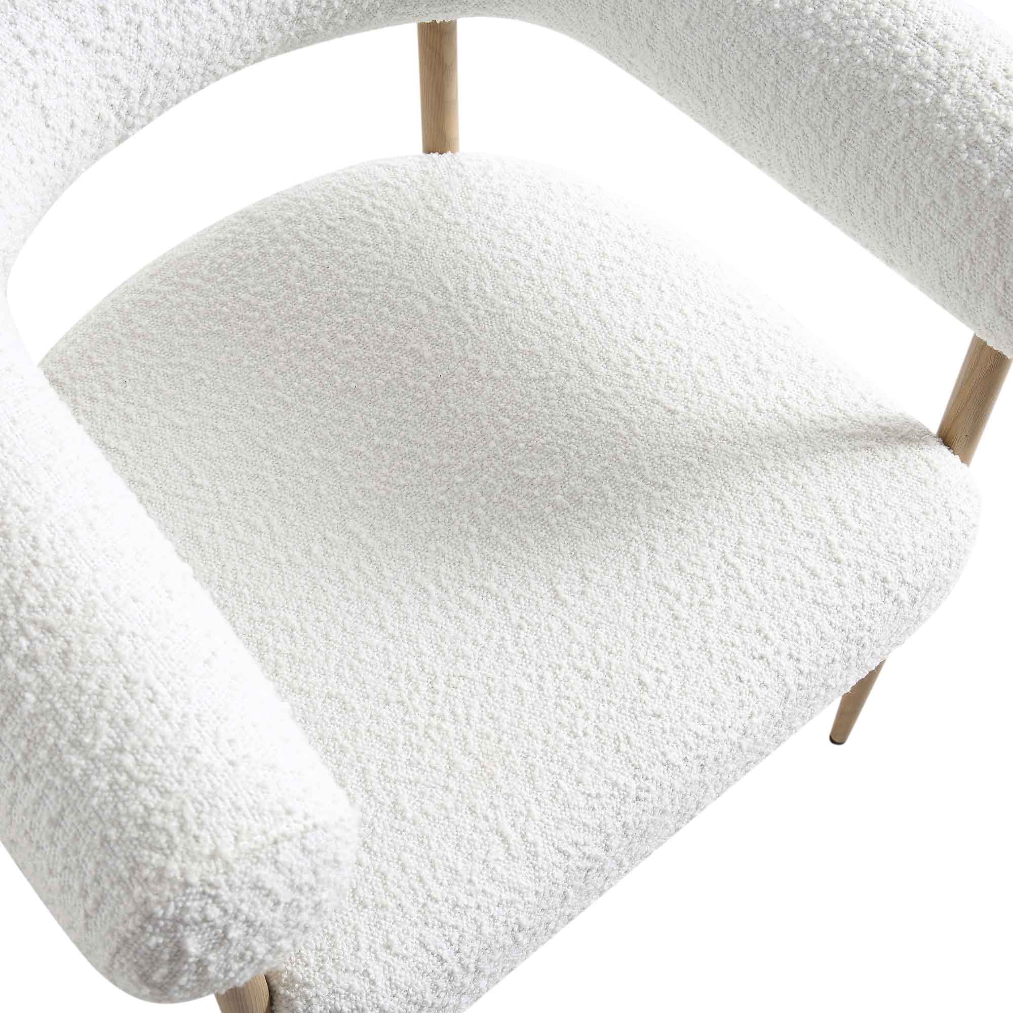 Fulbourn White Boucle Dining Chair with Natural Wood Effect Legs - Image 10
