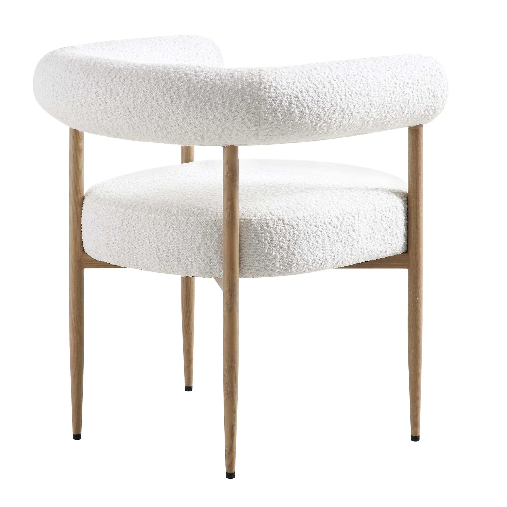 Fulbourn White Boucle Dining Chair with Natural Wood Effect Legs - Image 8